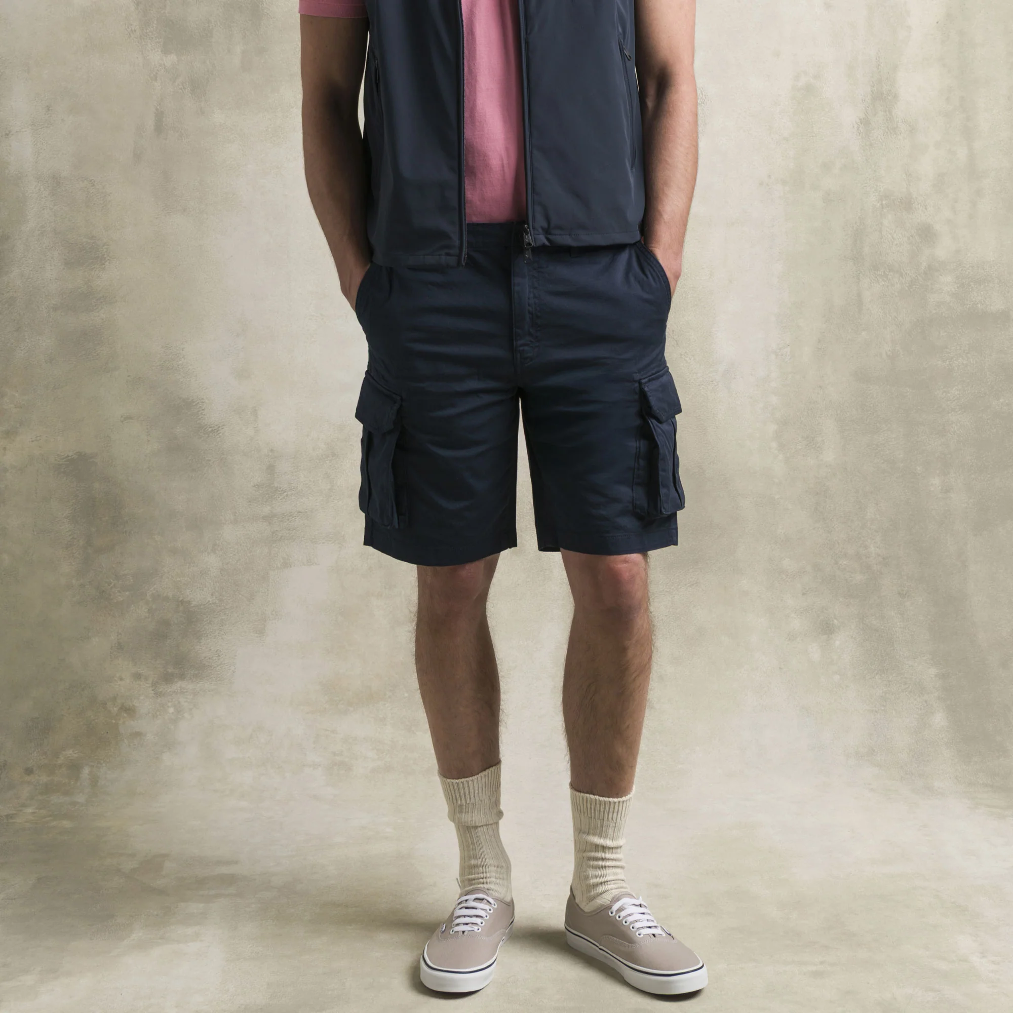 Bermuda cargo in gabardina stretch - Navy Blue - Image 6