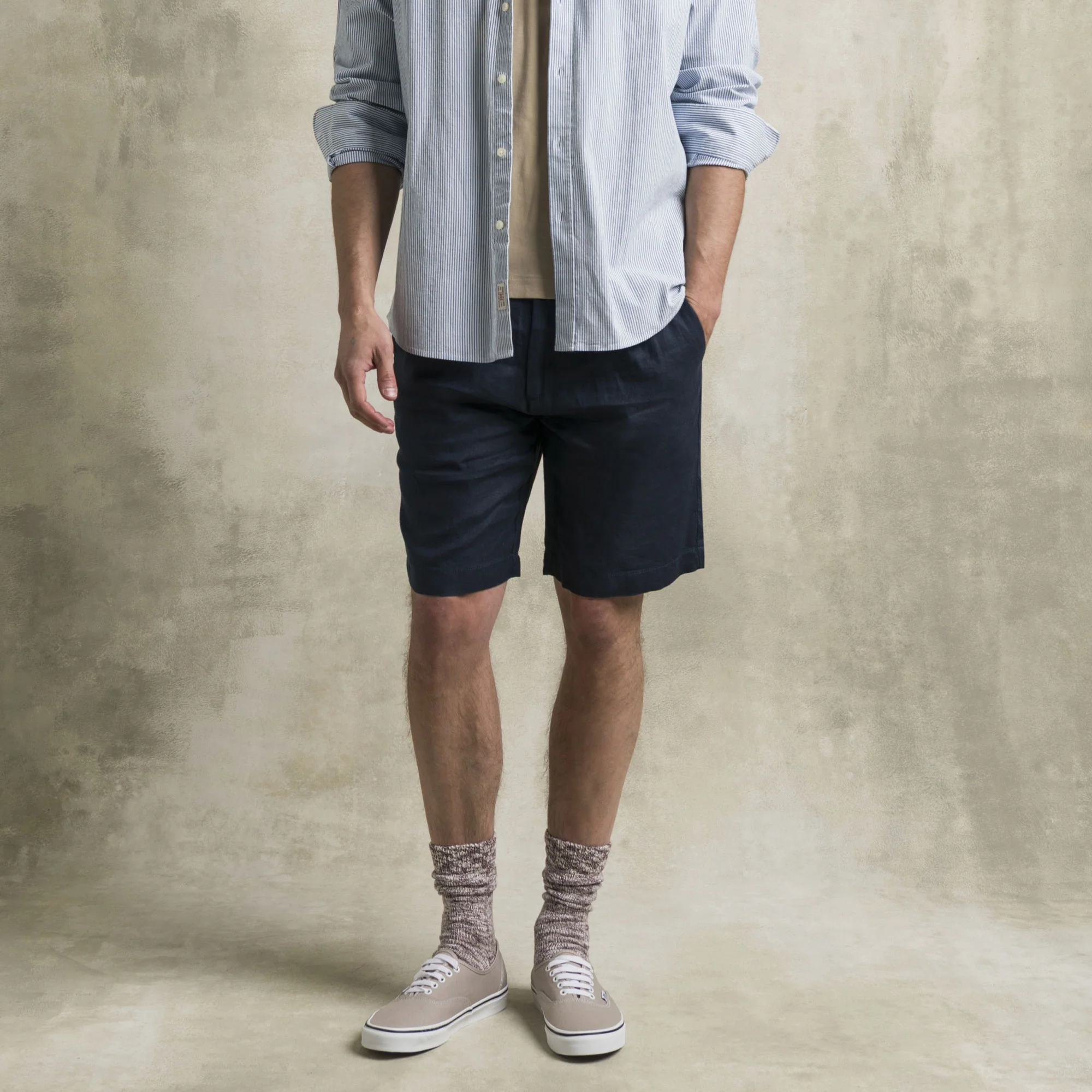 Bermuda chino 100% lino - Navy Blue - Image 6