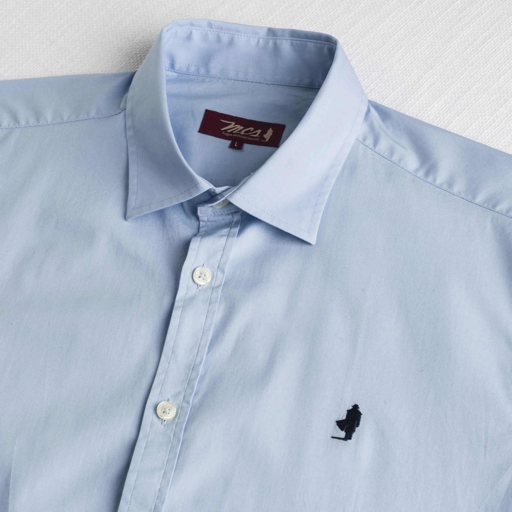 Camicia in cotone popeline elasticizzato - Light Blue - Image 3