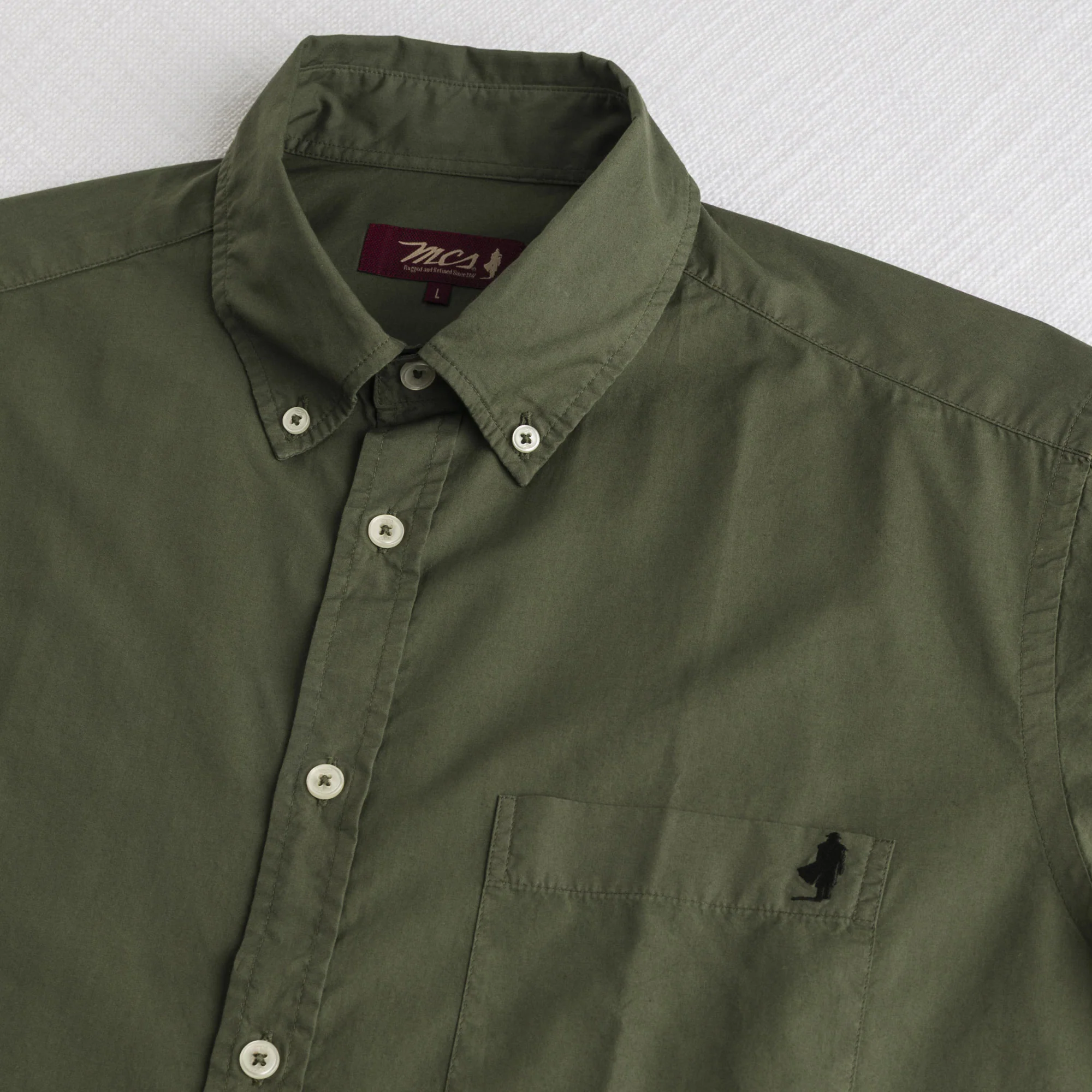Camicia 100% cotone popeline manica corta - Dark Olive - Image 3