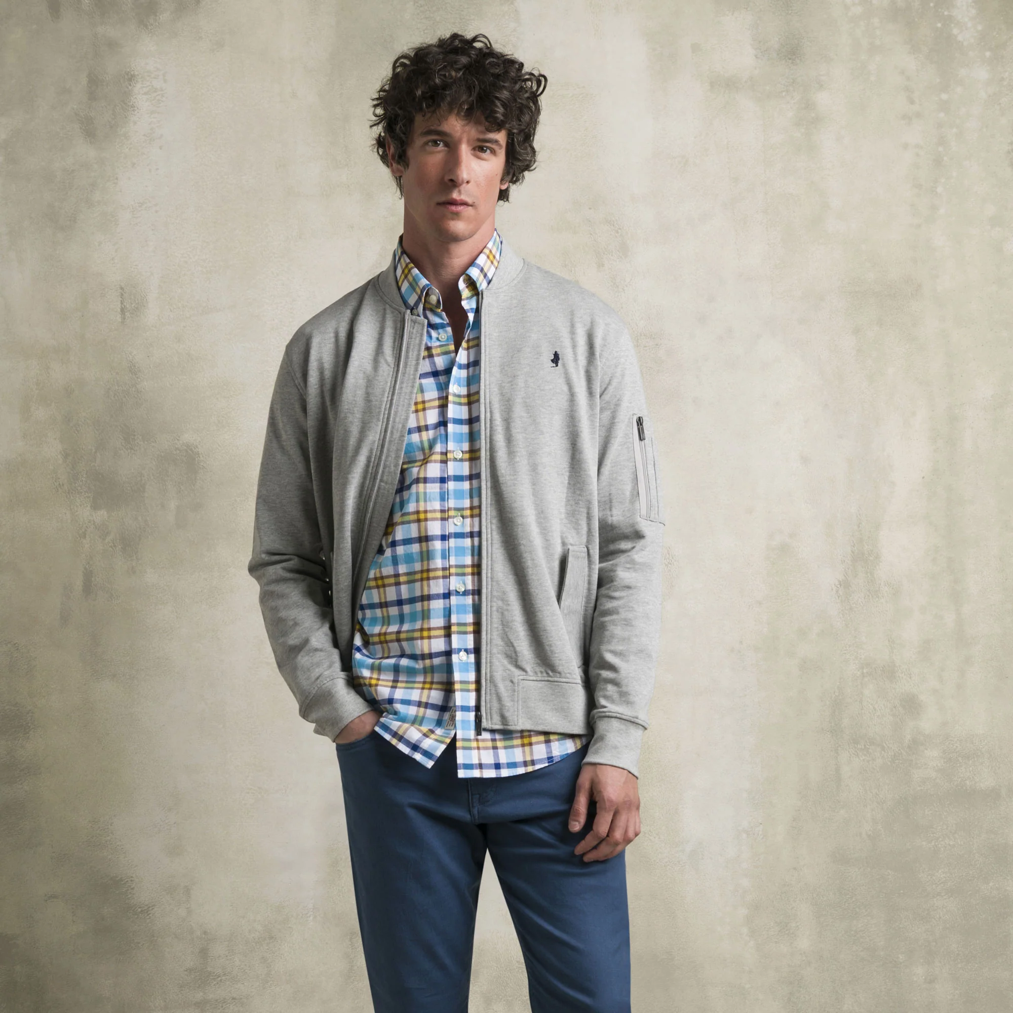 Felpa bomber 100% cotone - Melange Gray - Image 5