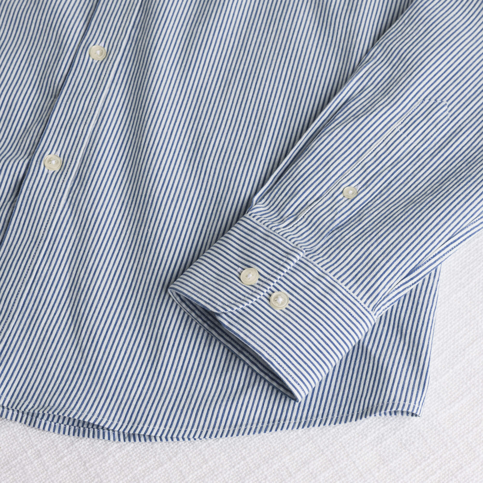 Camicia 100% cotone seersucker a righe - Navy Stripe - Image 4