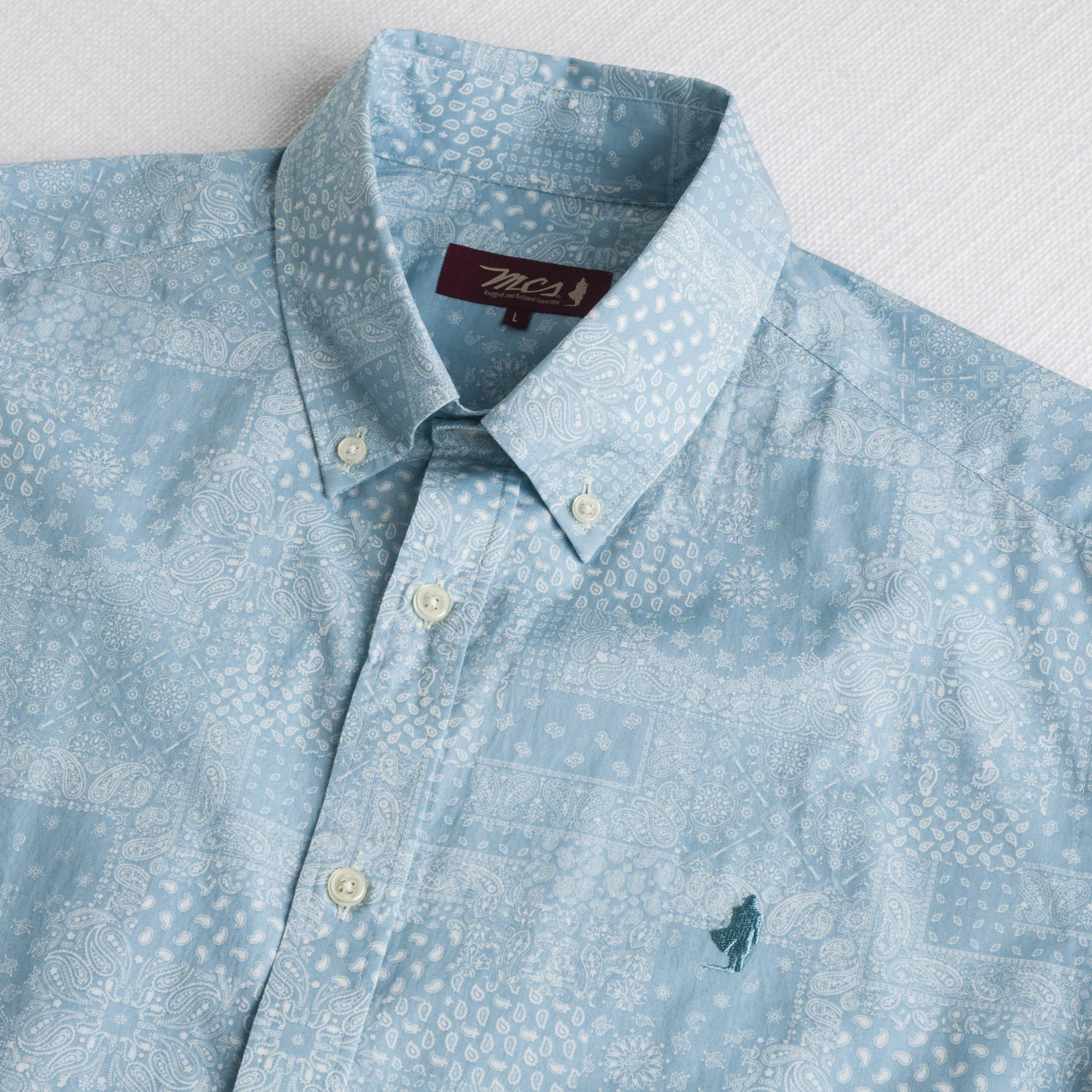 Camicia 100% cotone stampa paisley - Light Blue Print - Image 3