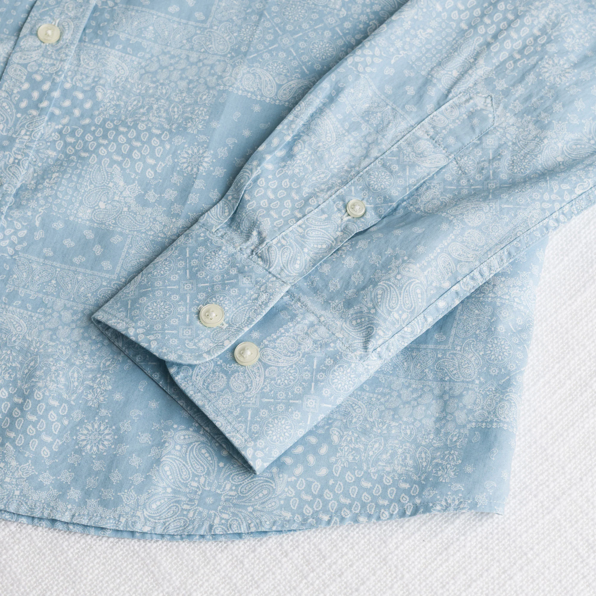 Camicia 100% cotone stampa paisley - Light Blue Print - Image 4