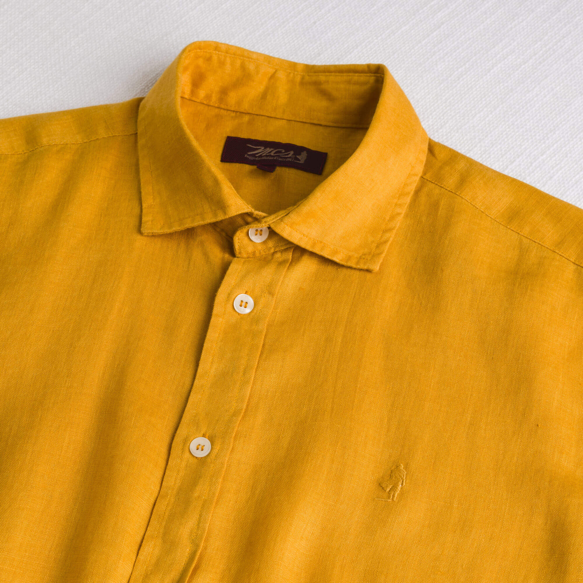 Camicia 100% lino manica corta - Gold Yellow - Image 3
