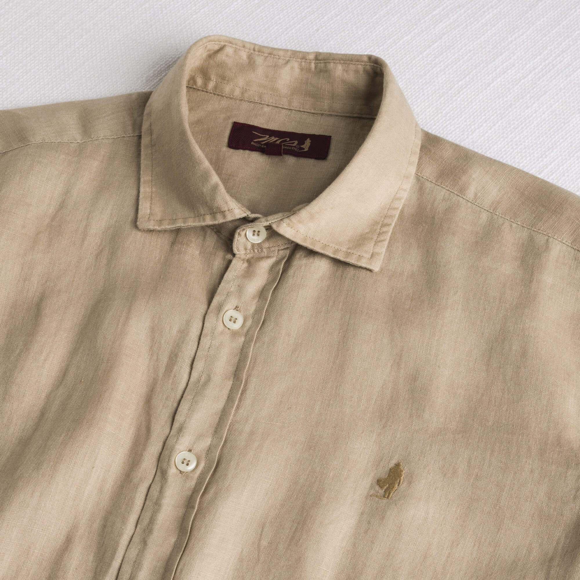 Camicia 100% lino manica corta - Khaky - Image 3