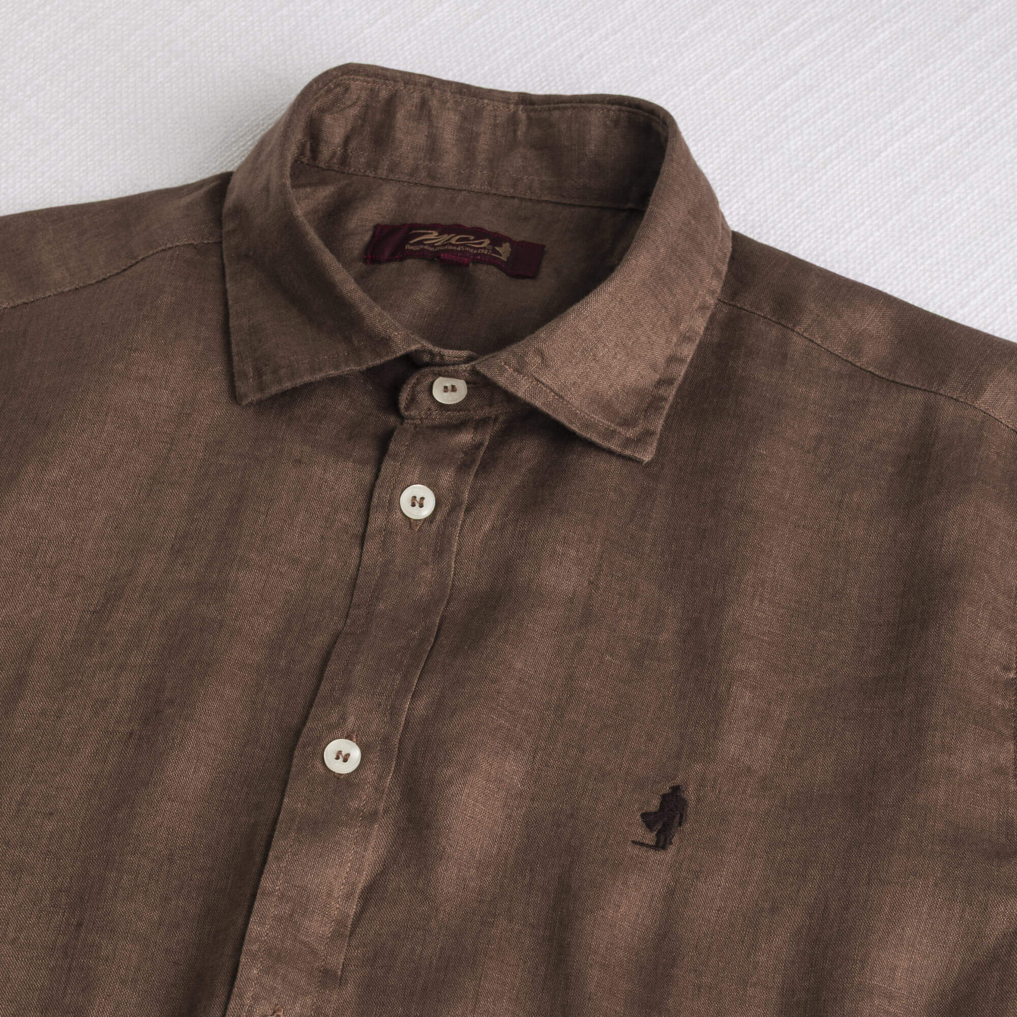 Camicia 100% lino manica corta - Milk Chocolate - Image 3