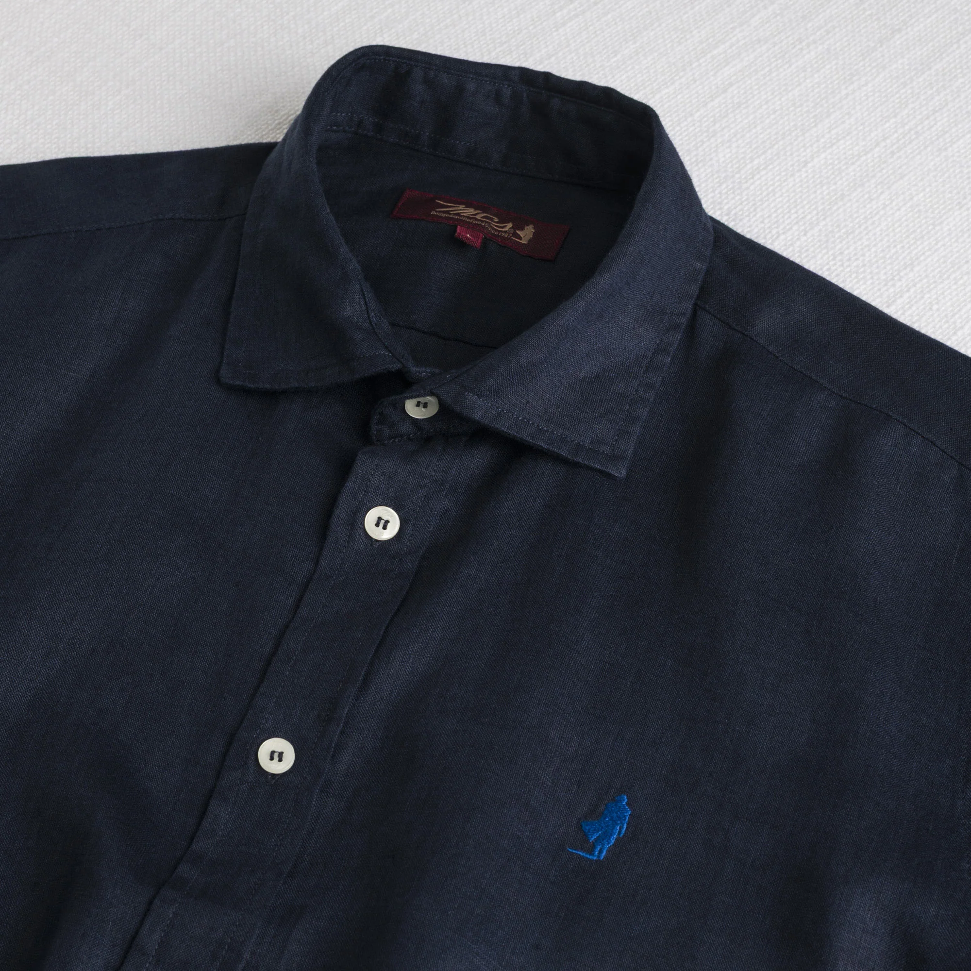 Camicia 100% lino manica corta - Navy Blue - Image 3