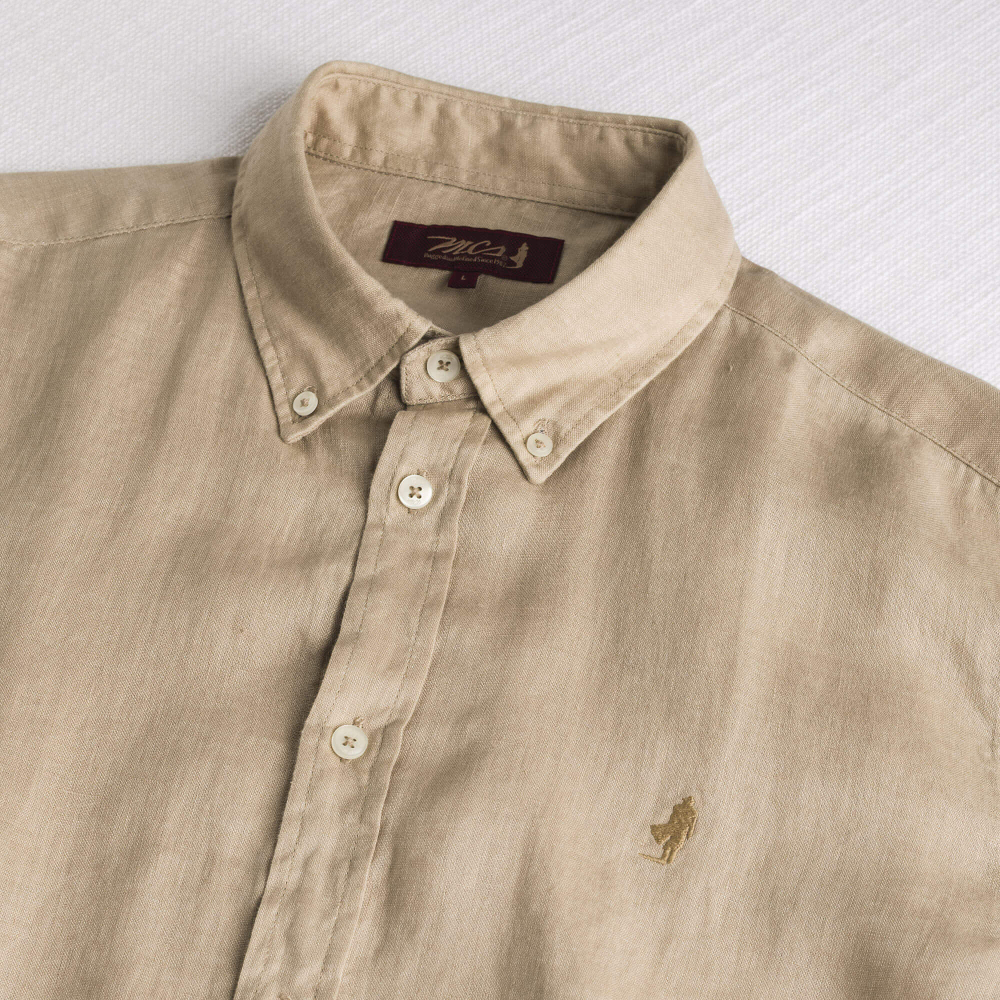 Camicia 100% lino manica lunga - Khaky - Image 3