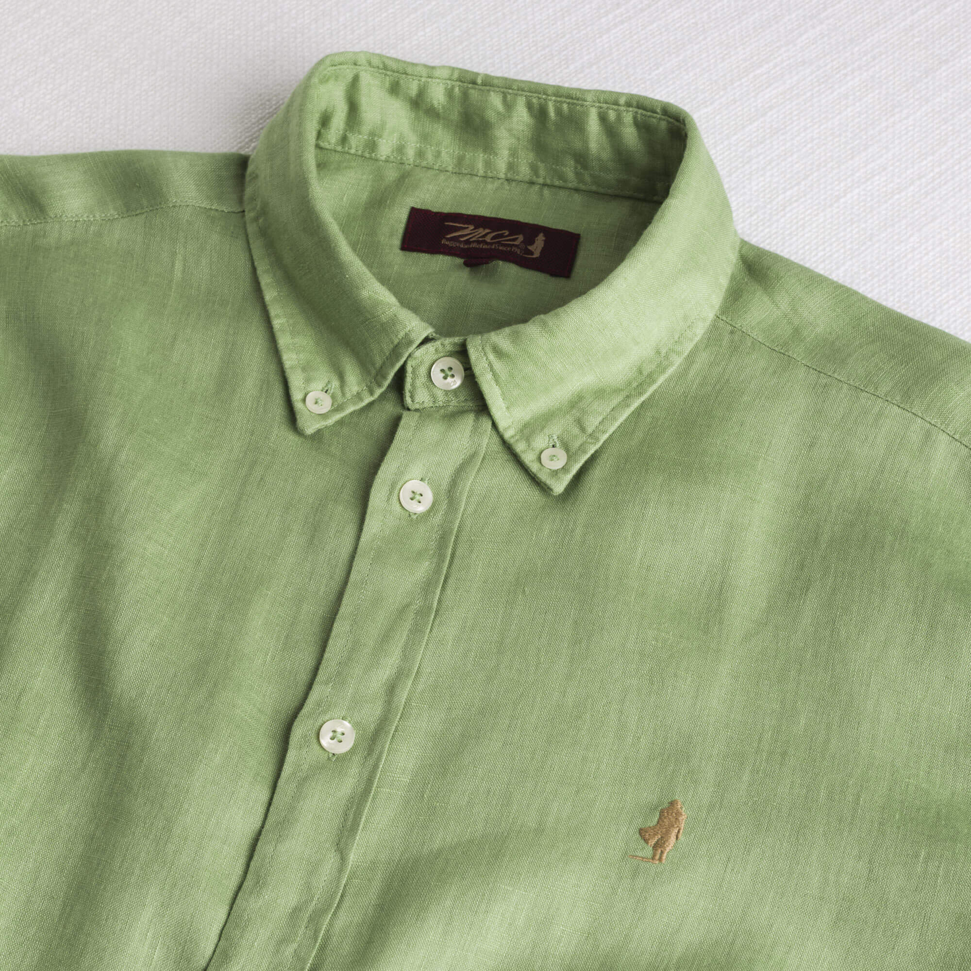 Camicia 100% lino manica lunga - Light Green - Image 3
