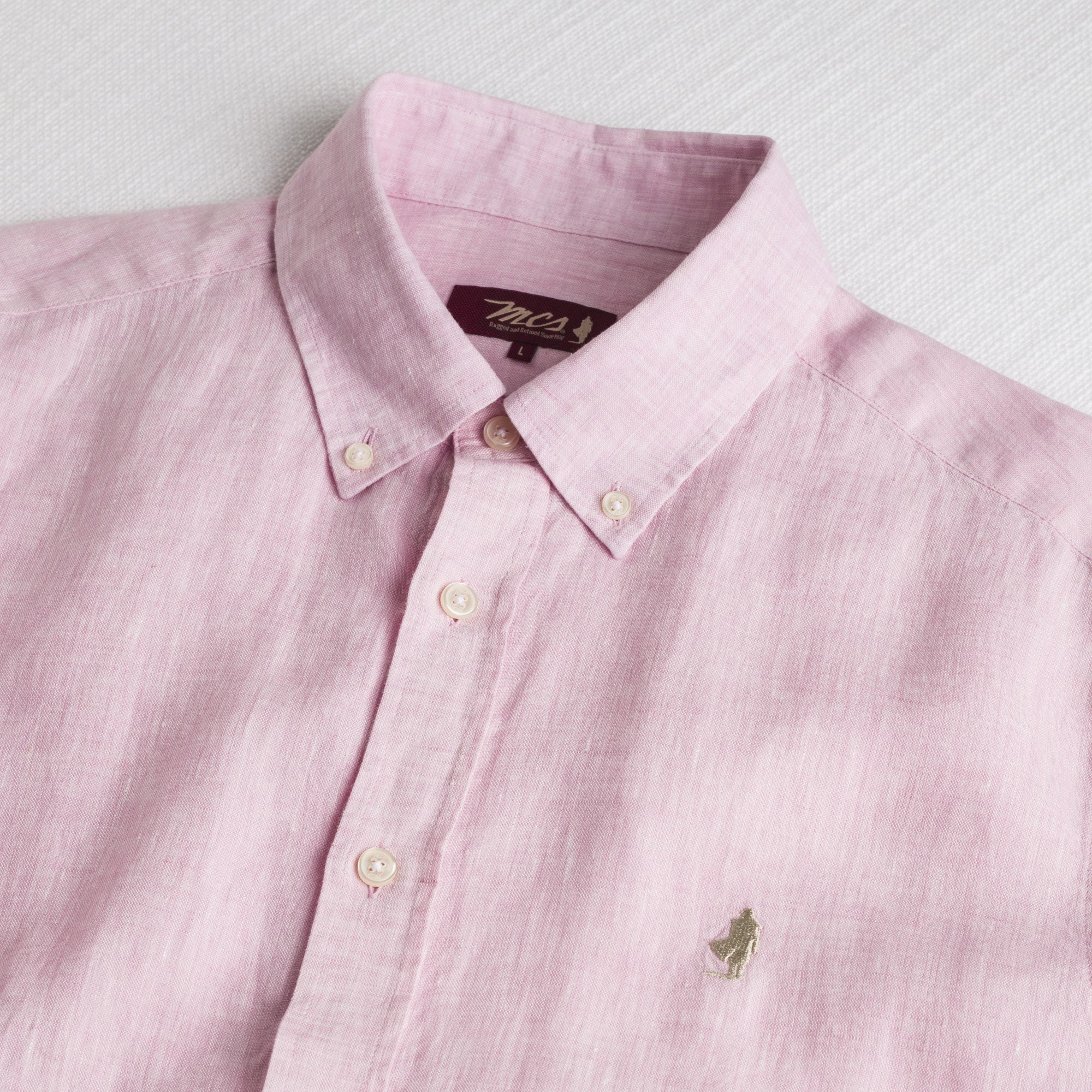Camicia 100% lino manica lunga - Light Peach - Image 3