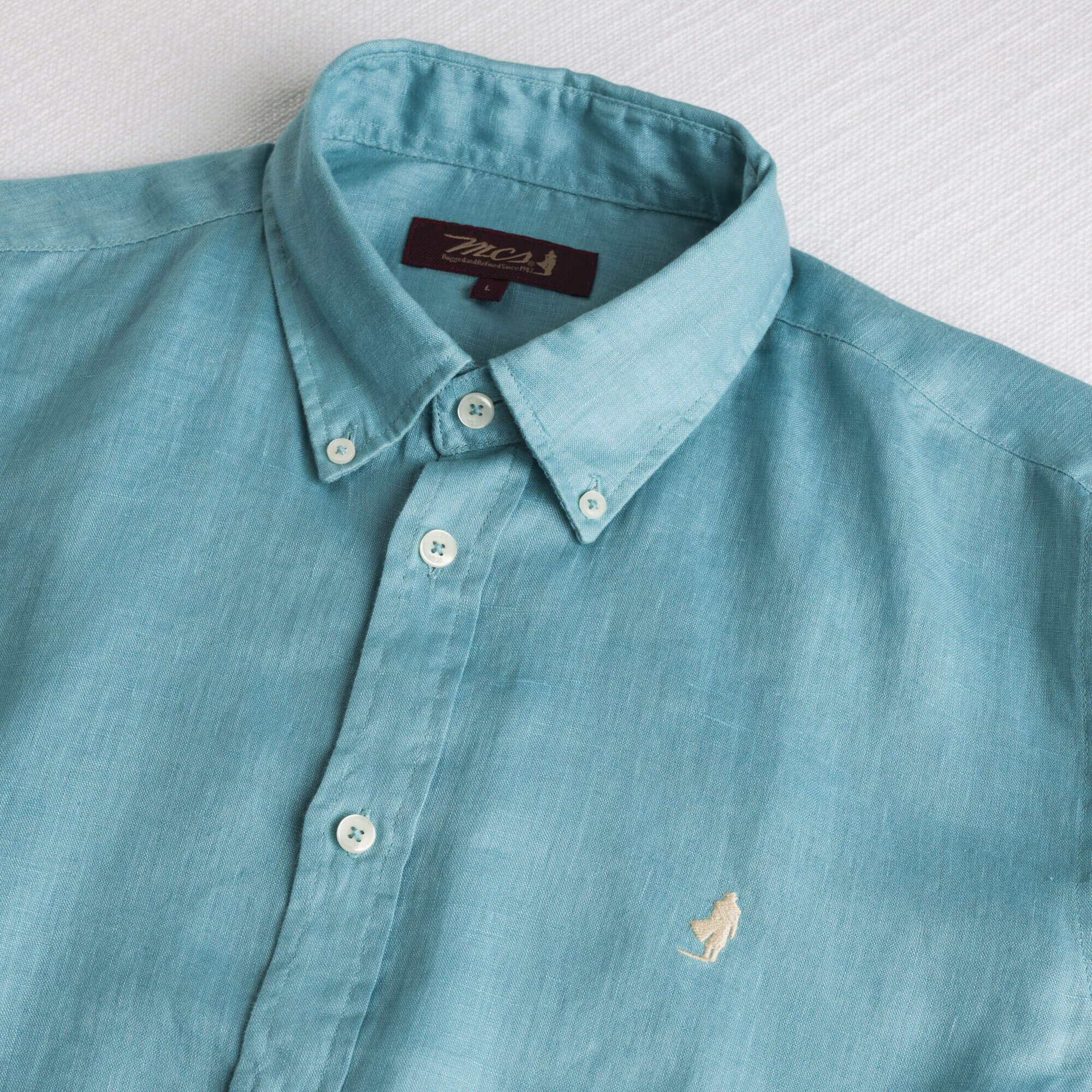 Camicia 100% lino manica lunga - Sky Blue - Image 3