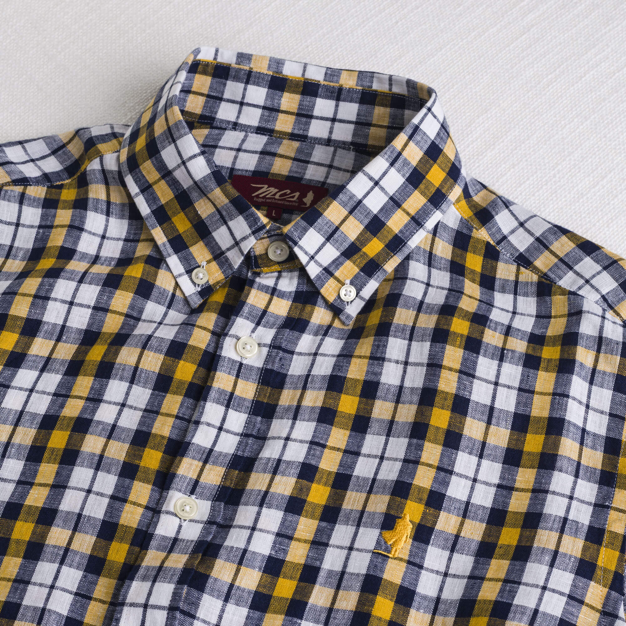 Camicia 100% lino a quadri - Yellow Check - Image 3
