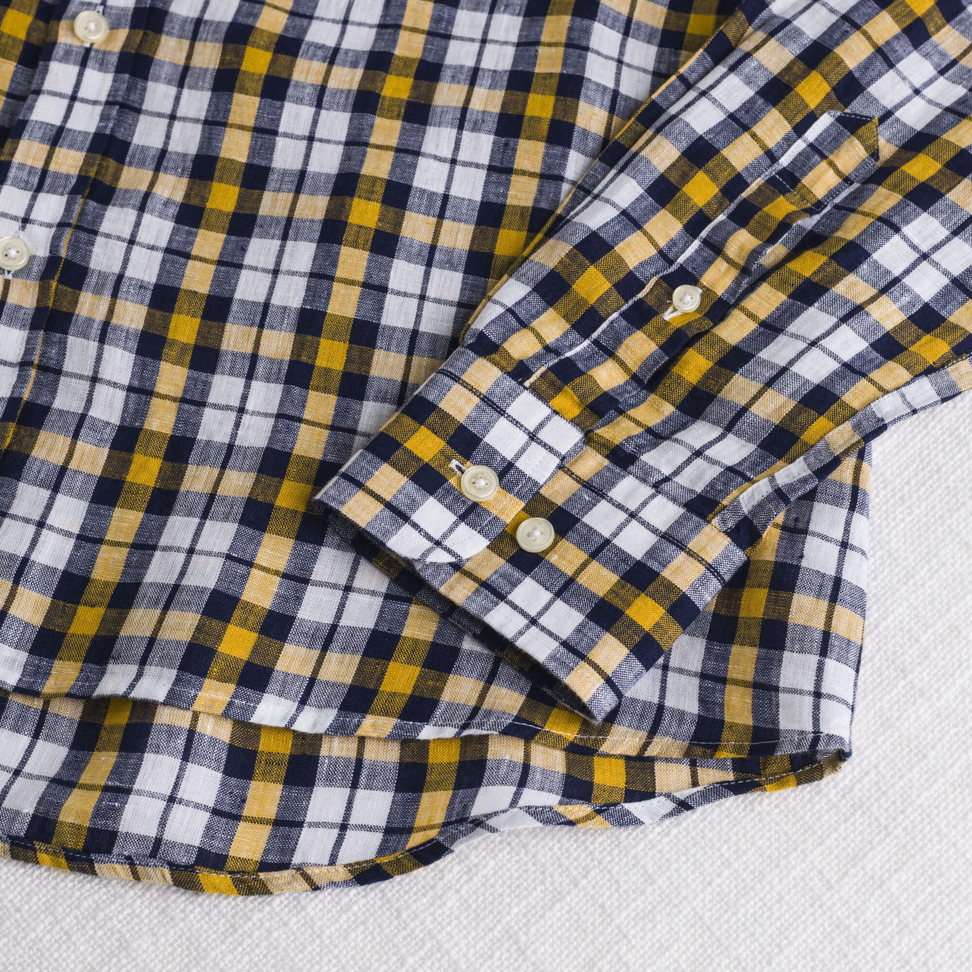 Camicia 100% lino a quadri - Yellow Check - Image 4