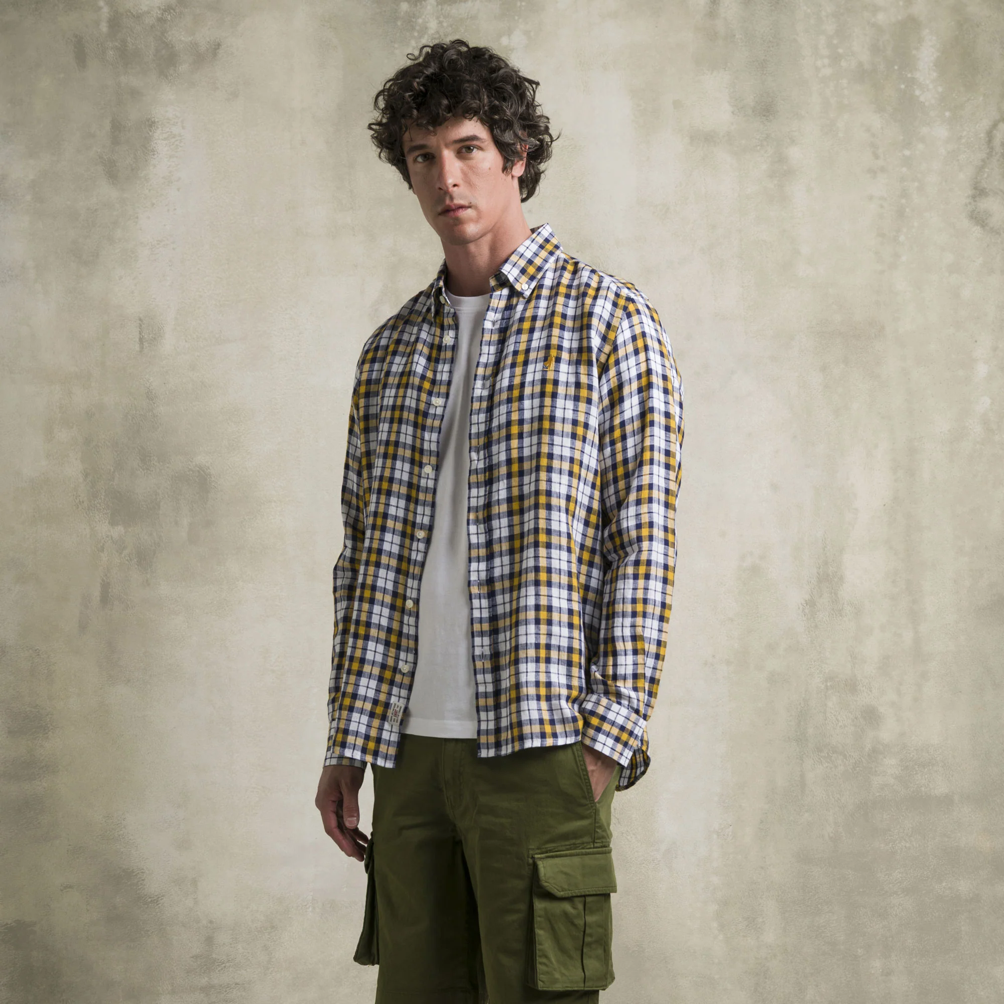 Camicia 100% lino a quadri - Yellow Check - Image 5