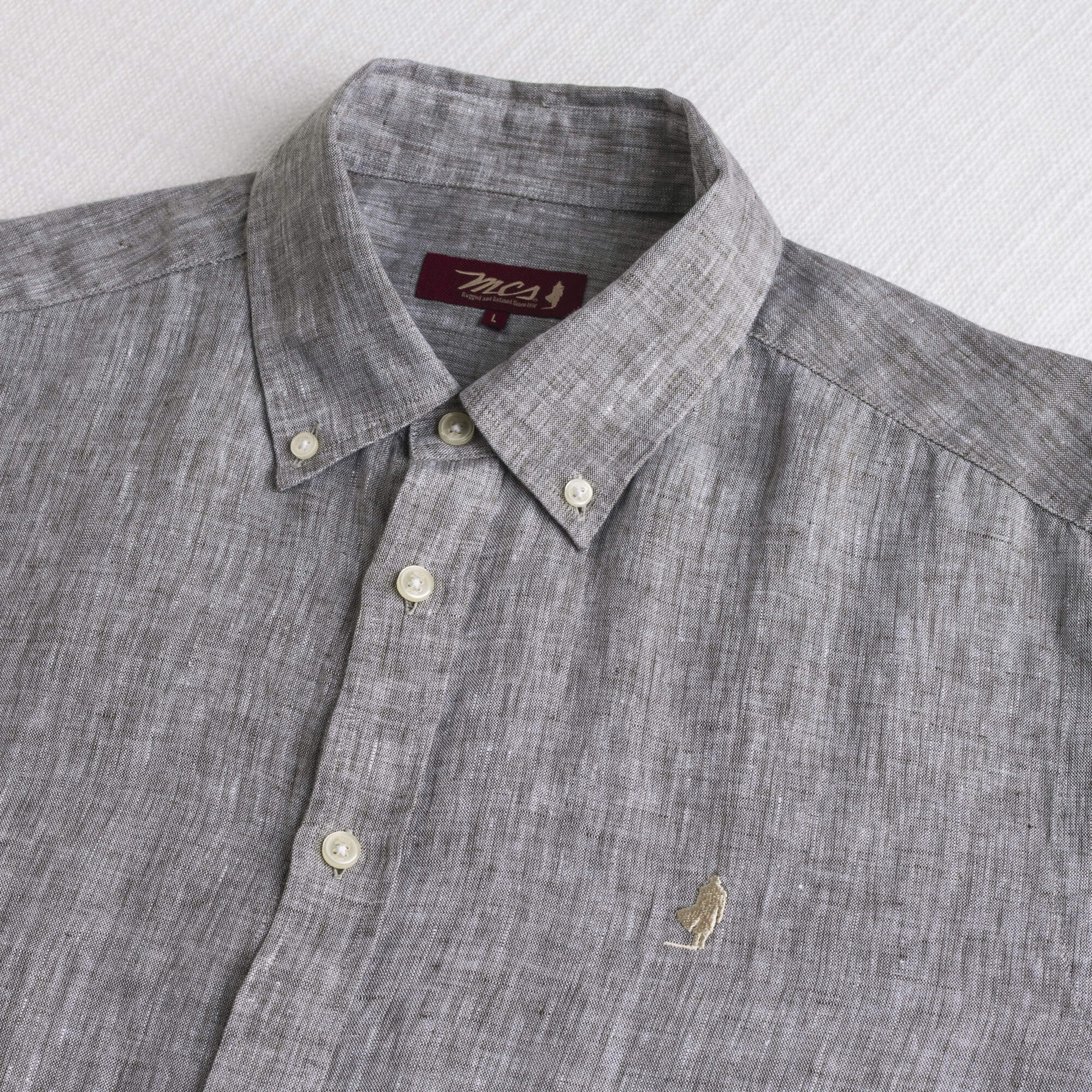 Camicia 100% lino tinto in filo - Dark Olive - Image 3