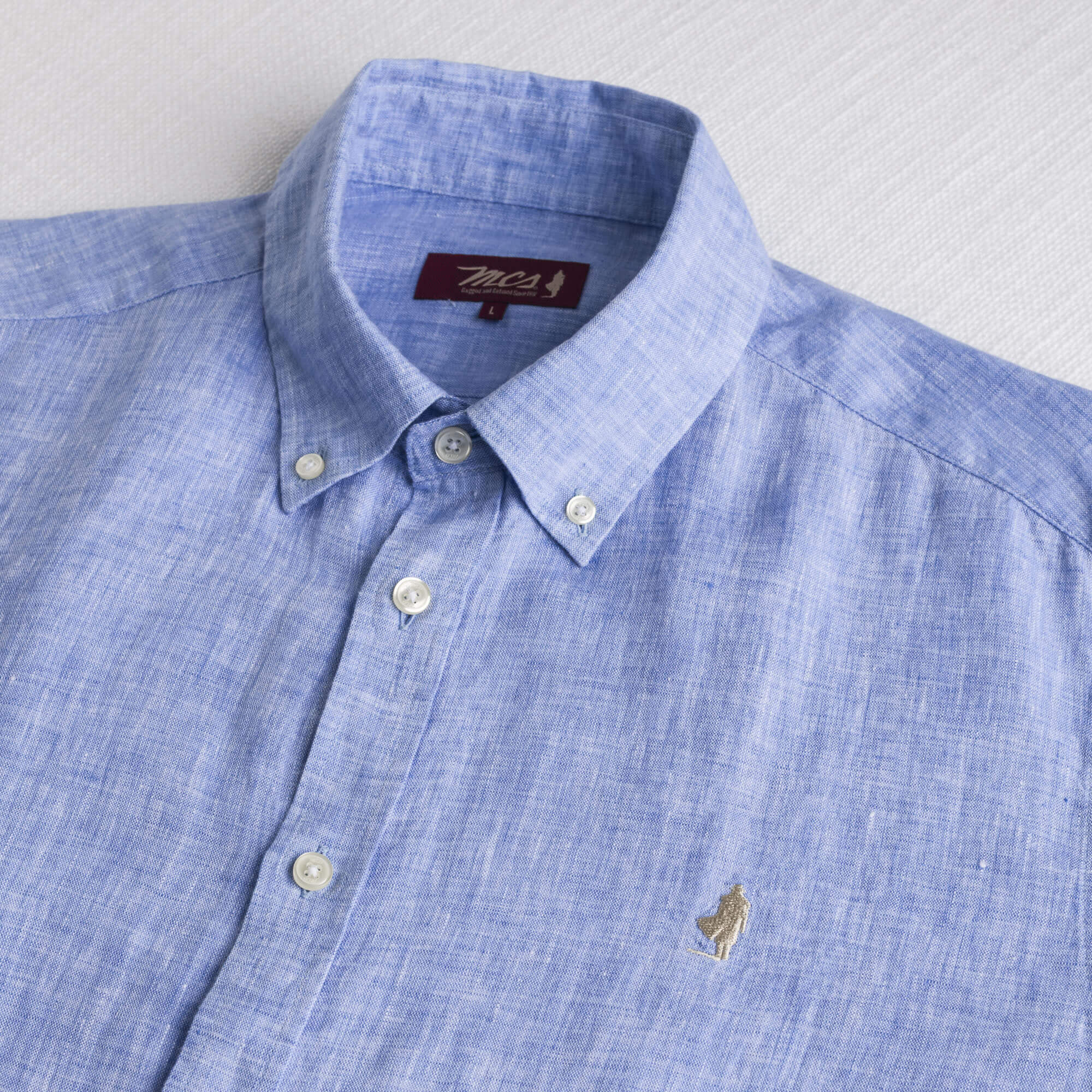 Camicia 100% lino tinto in filo - Sky Blue - Image 3