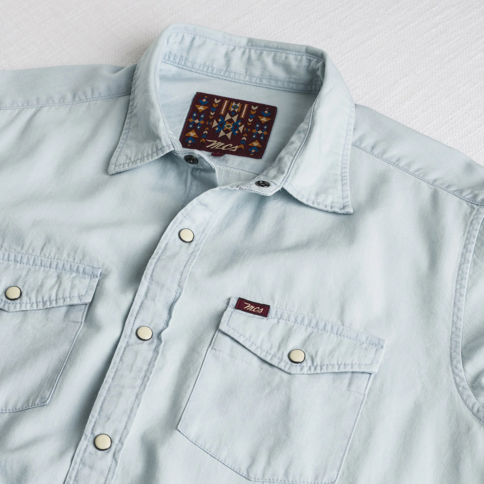 Camicia western in denim leggero - Bleached Denim - Image 3