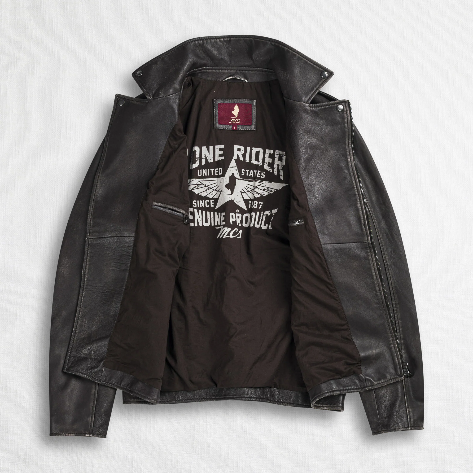 Giacca Biker 100% pelle - Chocolate - Image 3