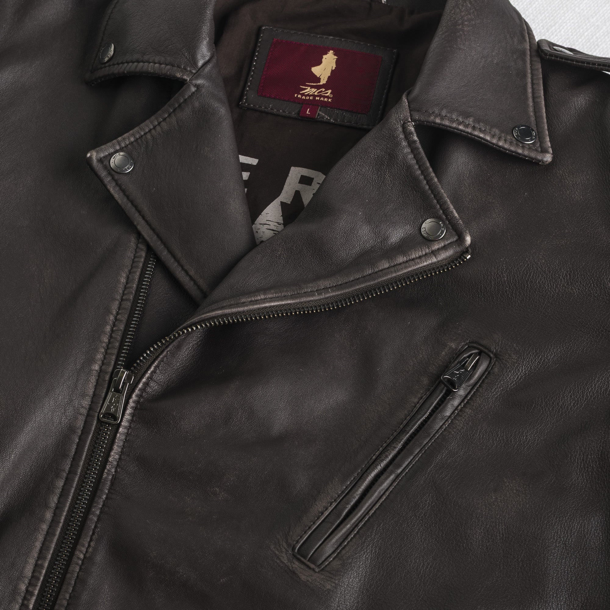 Giacca Biker 100% pelle - Chocolate - Image 4
