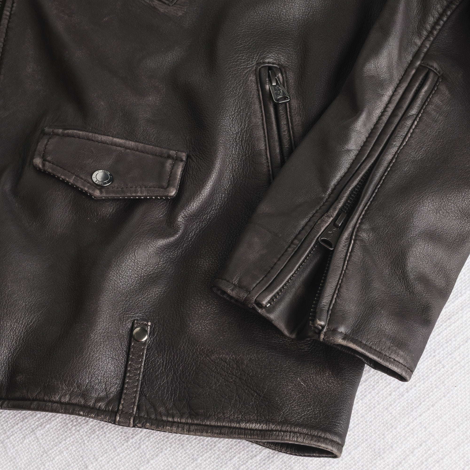 Giacca Biker 100% pelle - Chocolate - Image 5