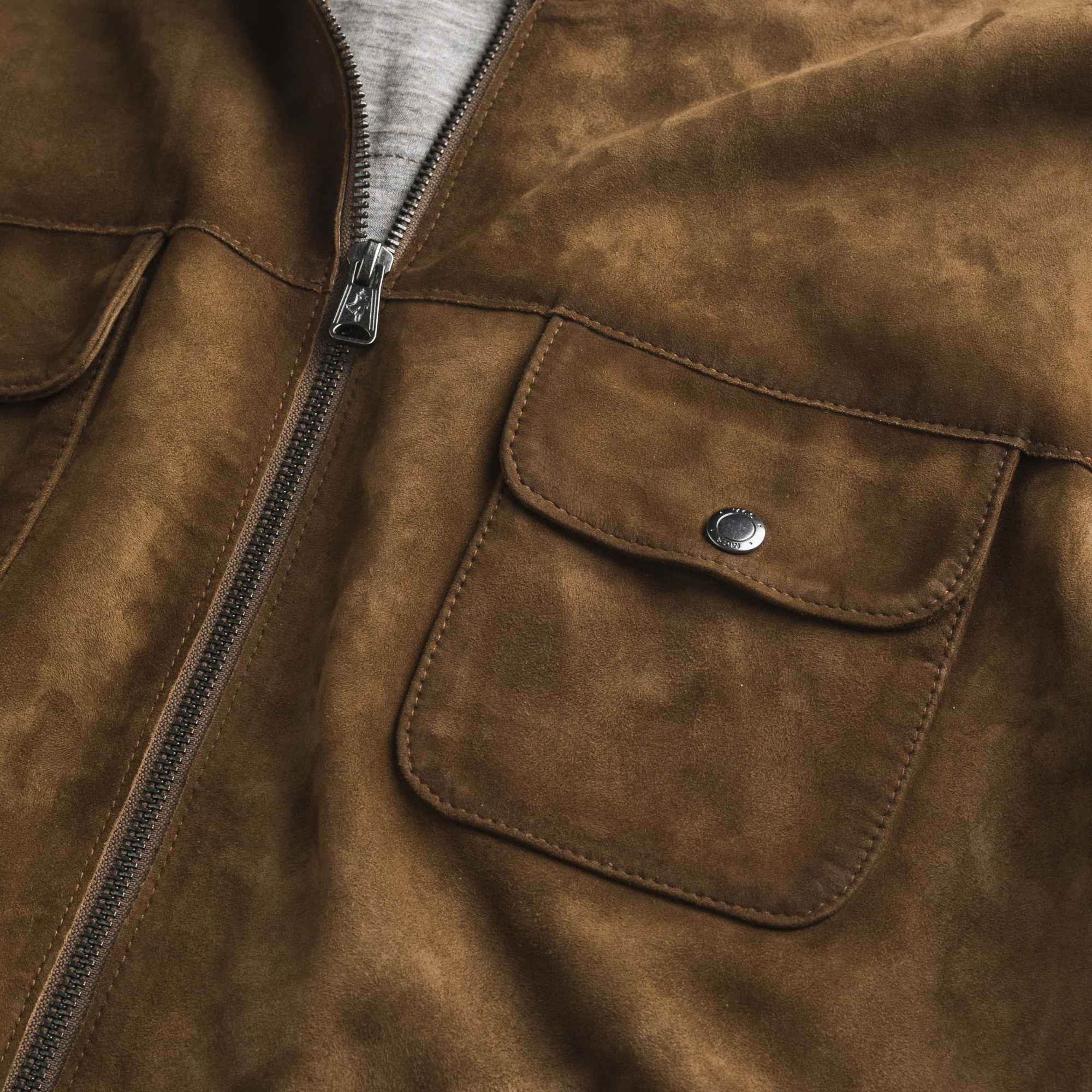 Giacca 100% Pelle Scamosciata - Soil Brown - Image 4