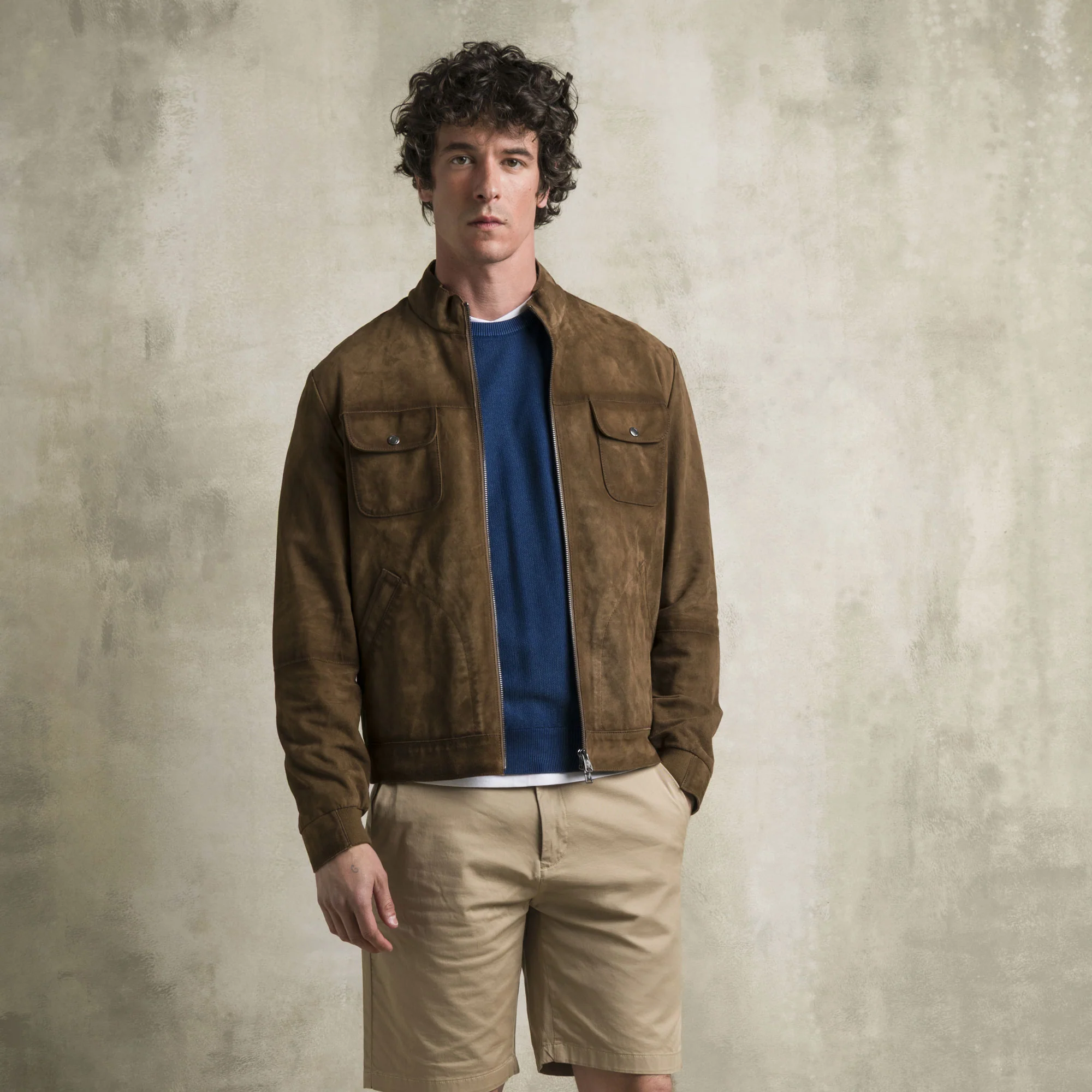 Giacca 100% Pelle Scamosciata - Soil Brown - Image 6