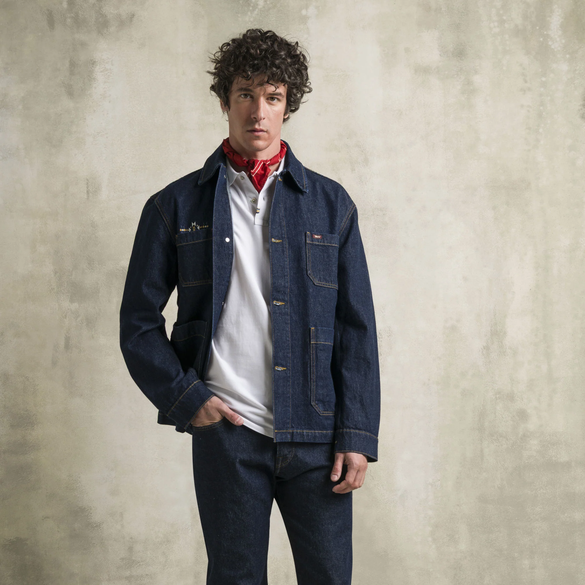 Giacca Workwear in raw denim - Dark Blue - Image 6