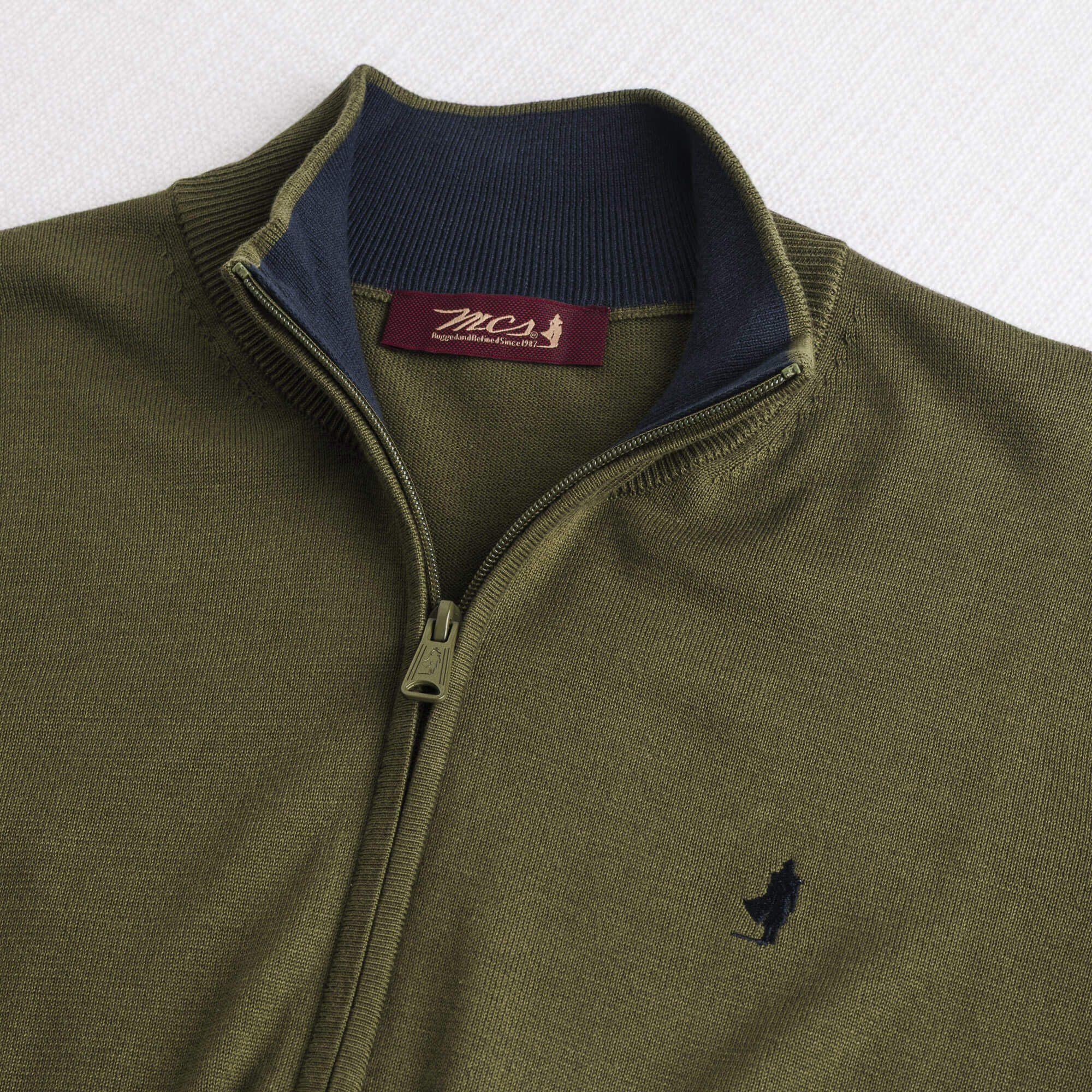 Maglia 100% cotone full zip - Dark Olive - Image 3