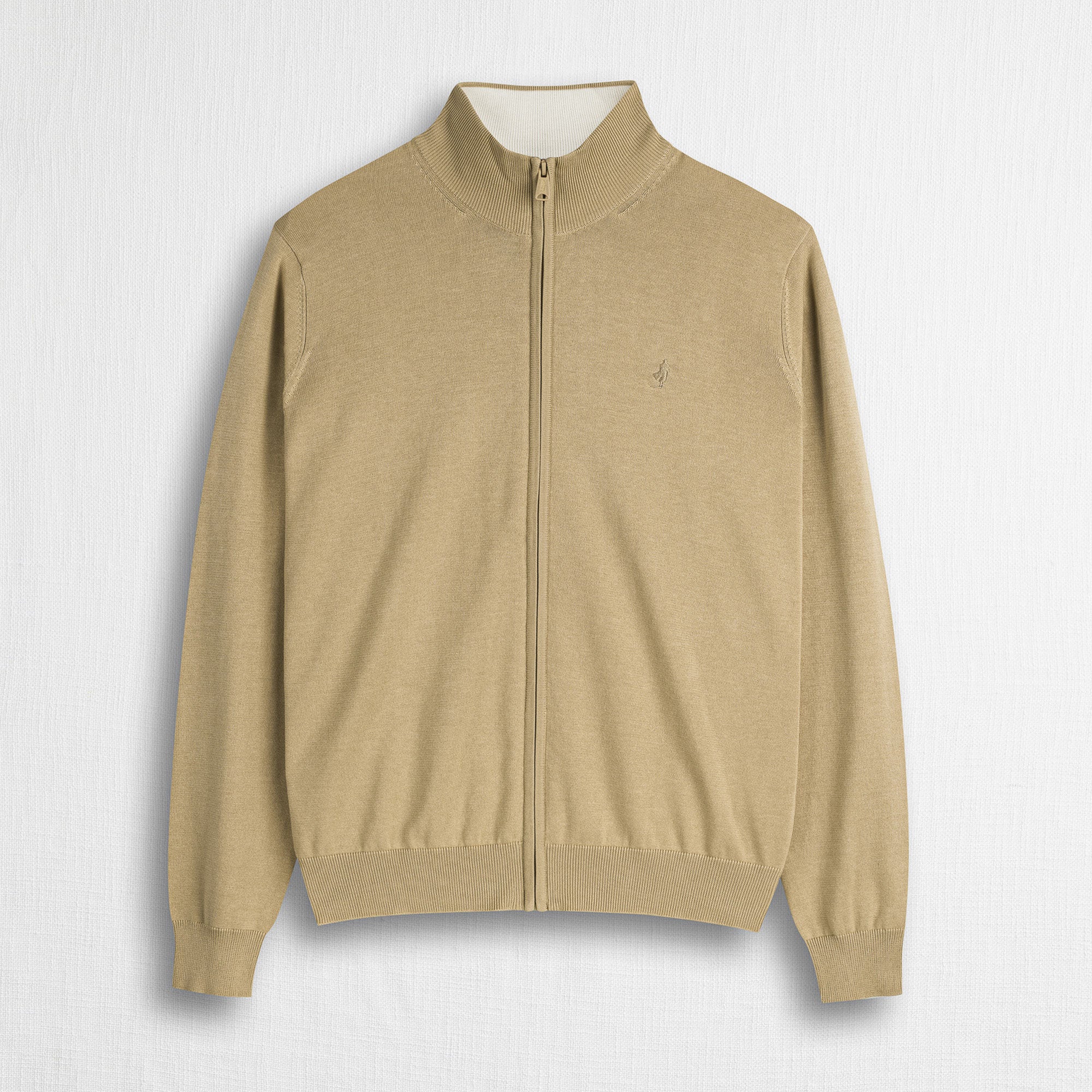 Maglia 100% cotone full zip - Khaky