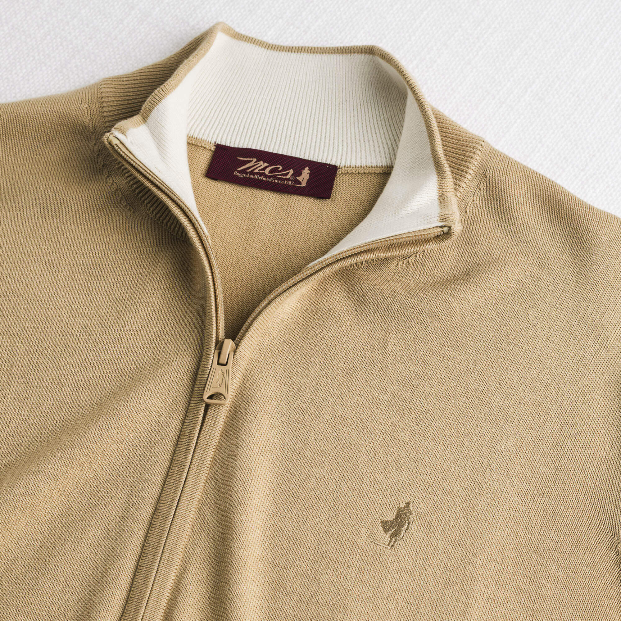 Maglia 100% cotone full zip - Khaky - Image 3