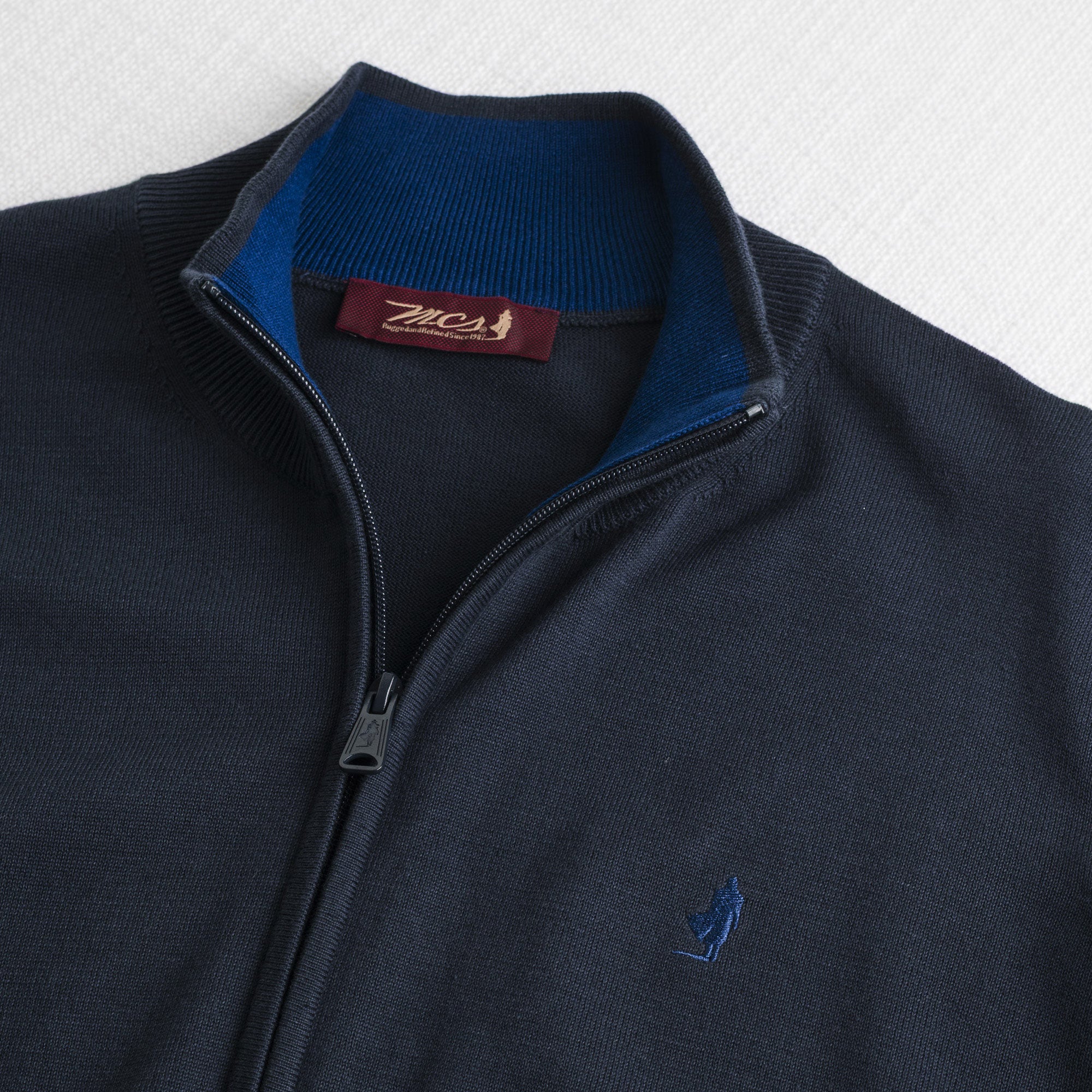 Maglia 100% cotone full zip - Navy Blue - Image 3