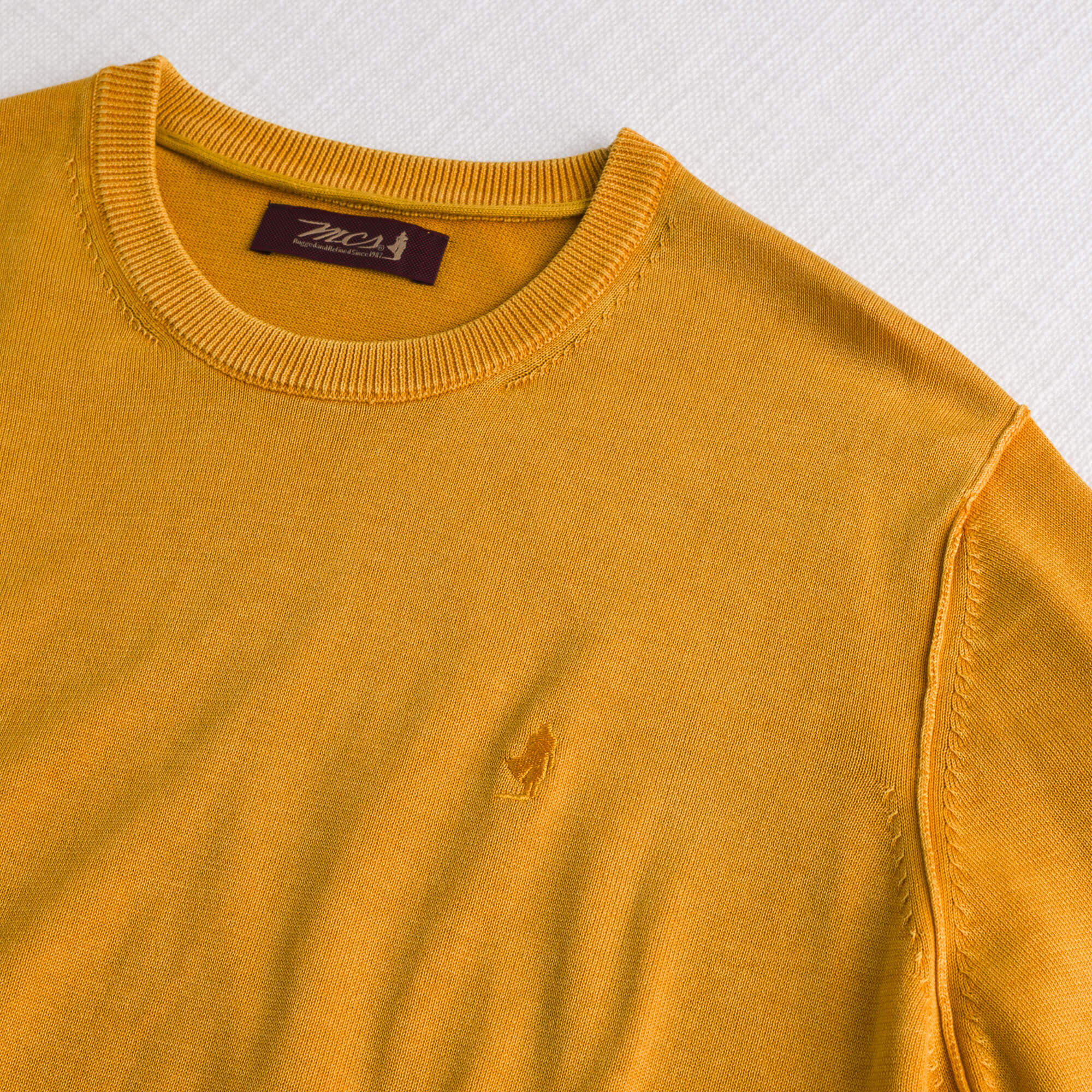 Maglia 100% cotone girocollo acid wash - Gold Yellow - Image 3
