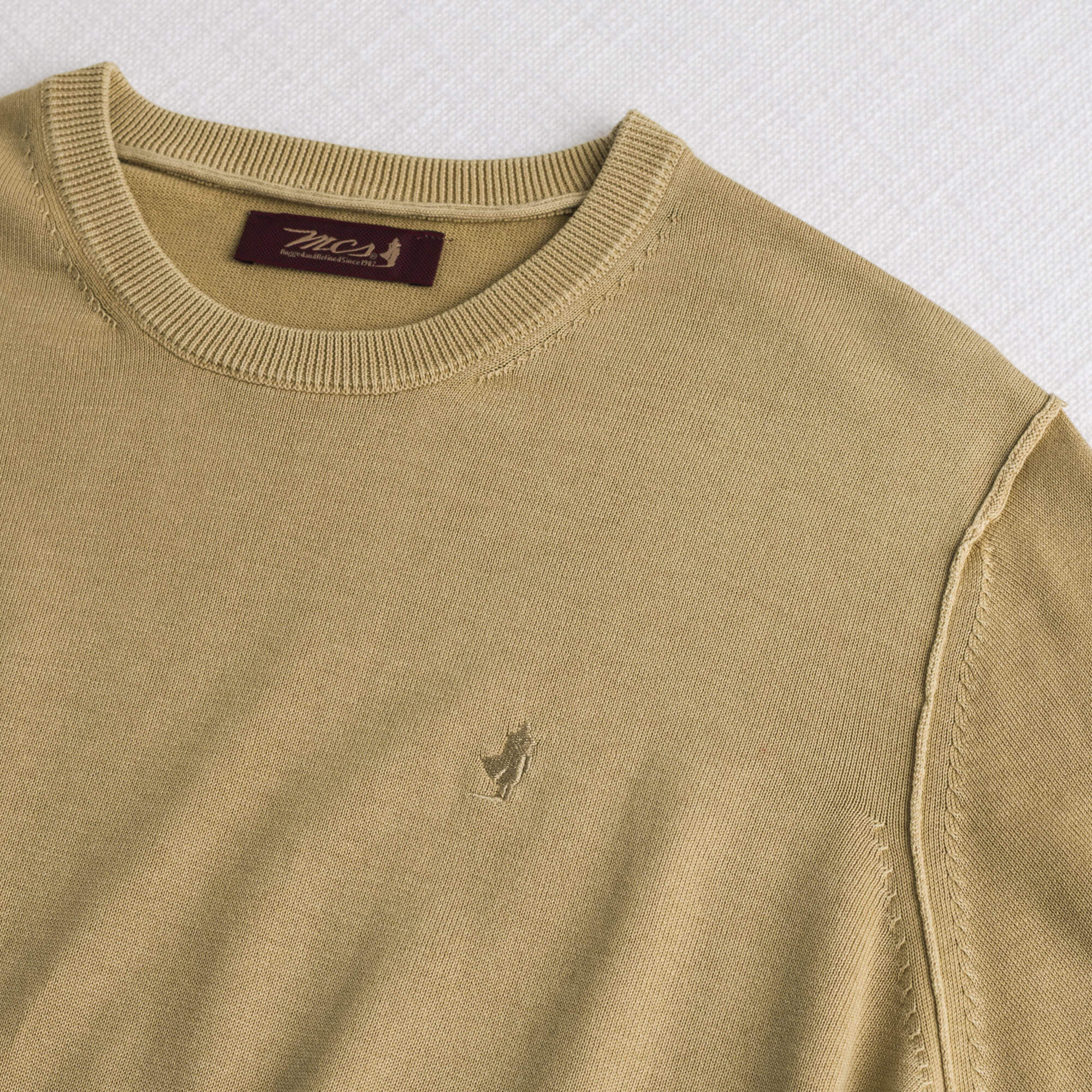 Maglia 100% cotone girocollo acid wash - Khaky - Image 3