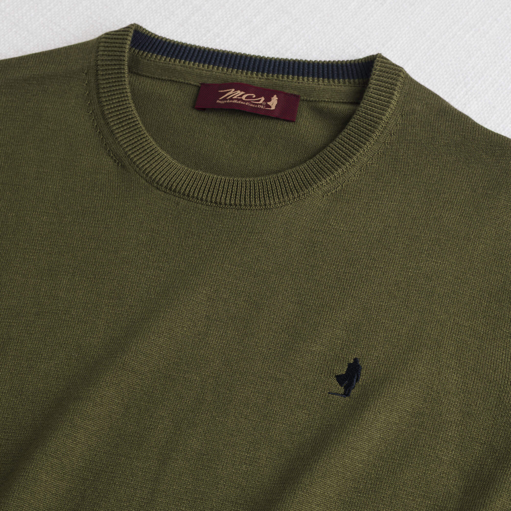 Maglia 100% cotone girocollo - Dark Olive - Image 3
