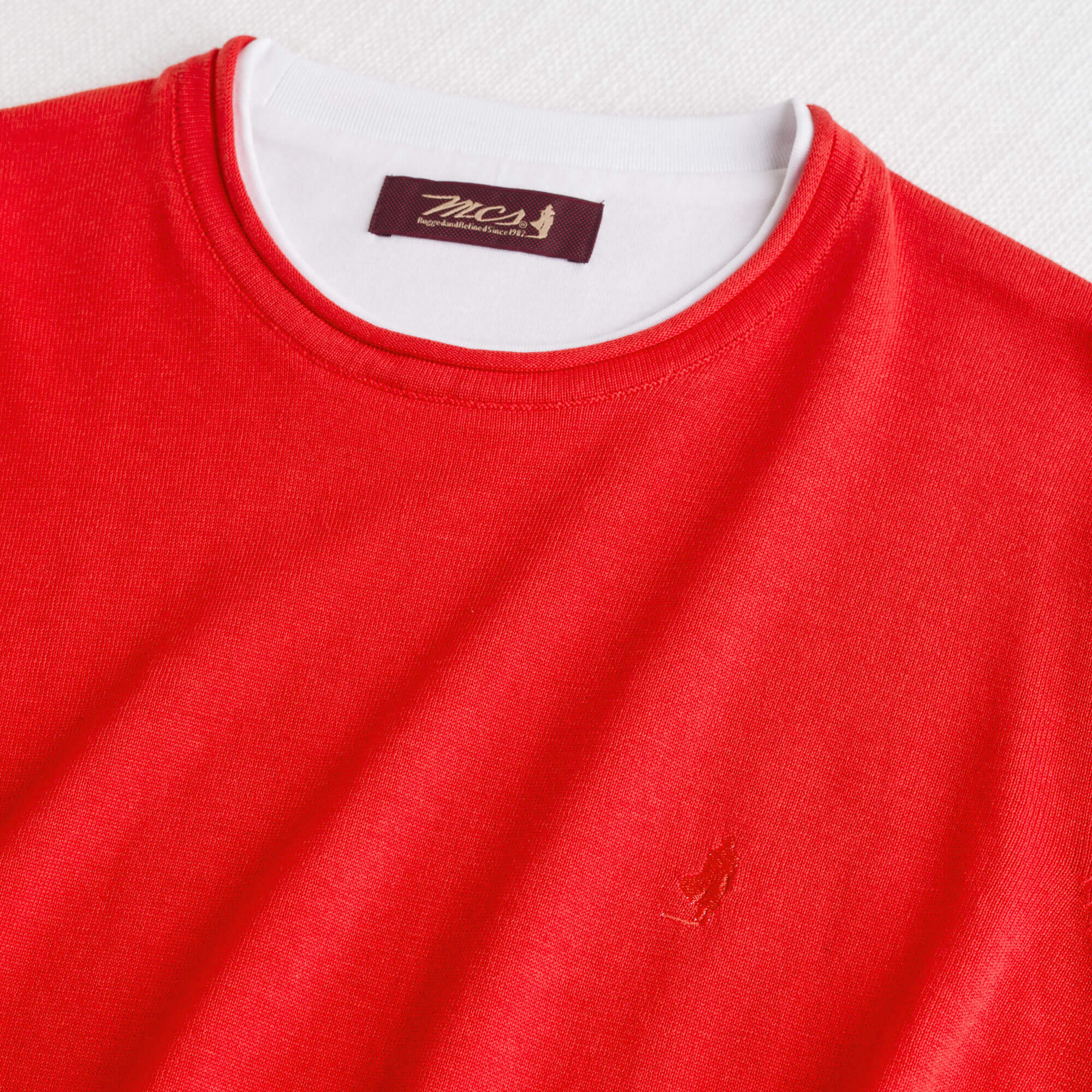 Maglia 100% cotone girocollo con dettagli in jersey - Spice Orange - Image 3