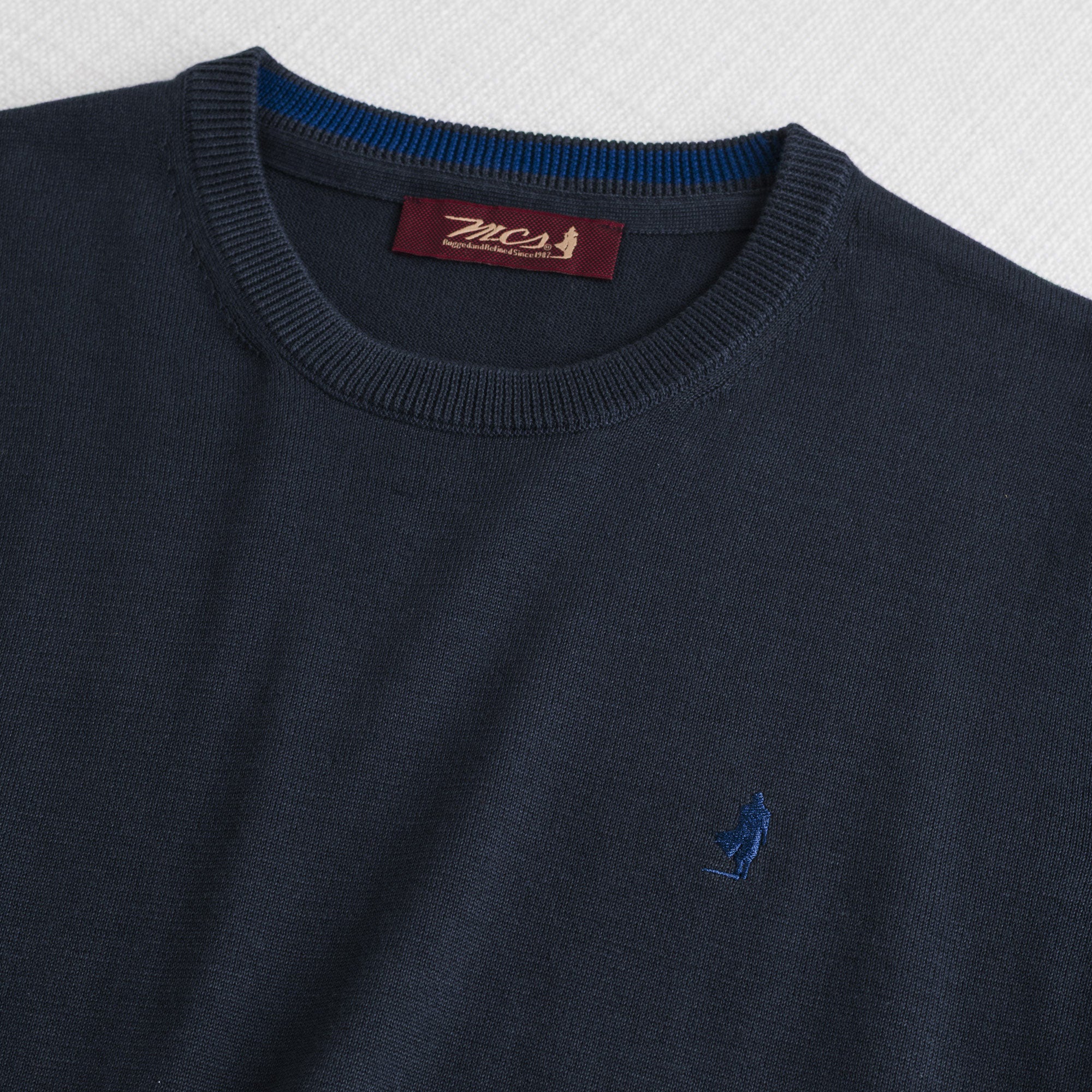 Maglia 100% cotone girocollo - Navy Blue - Image 3