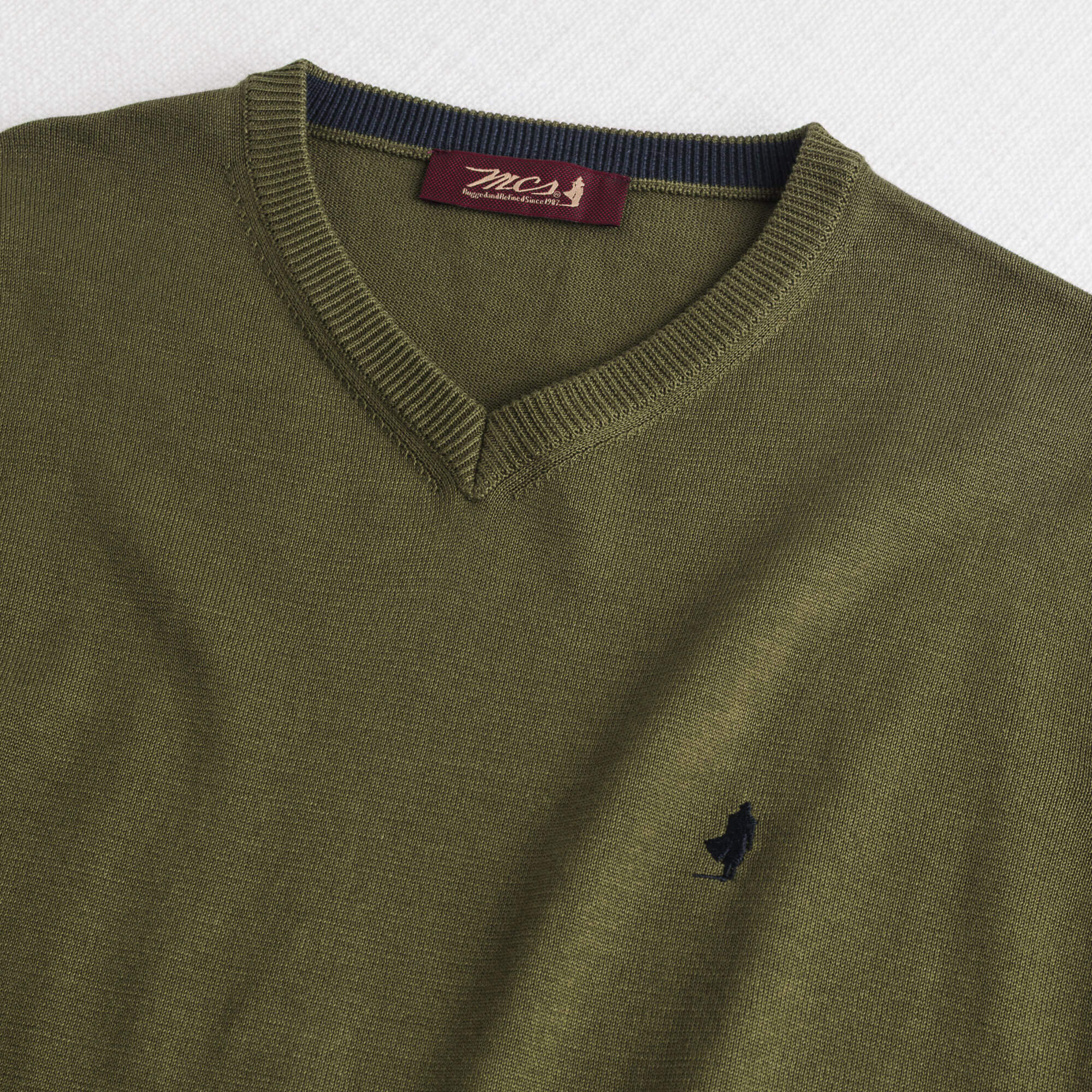 Maglia 100% cotone scollo V - Dark Olive - Image 3