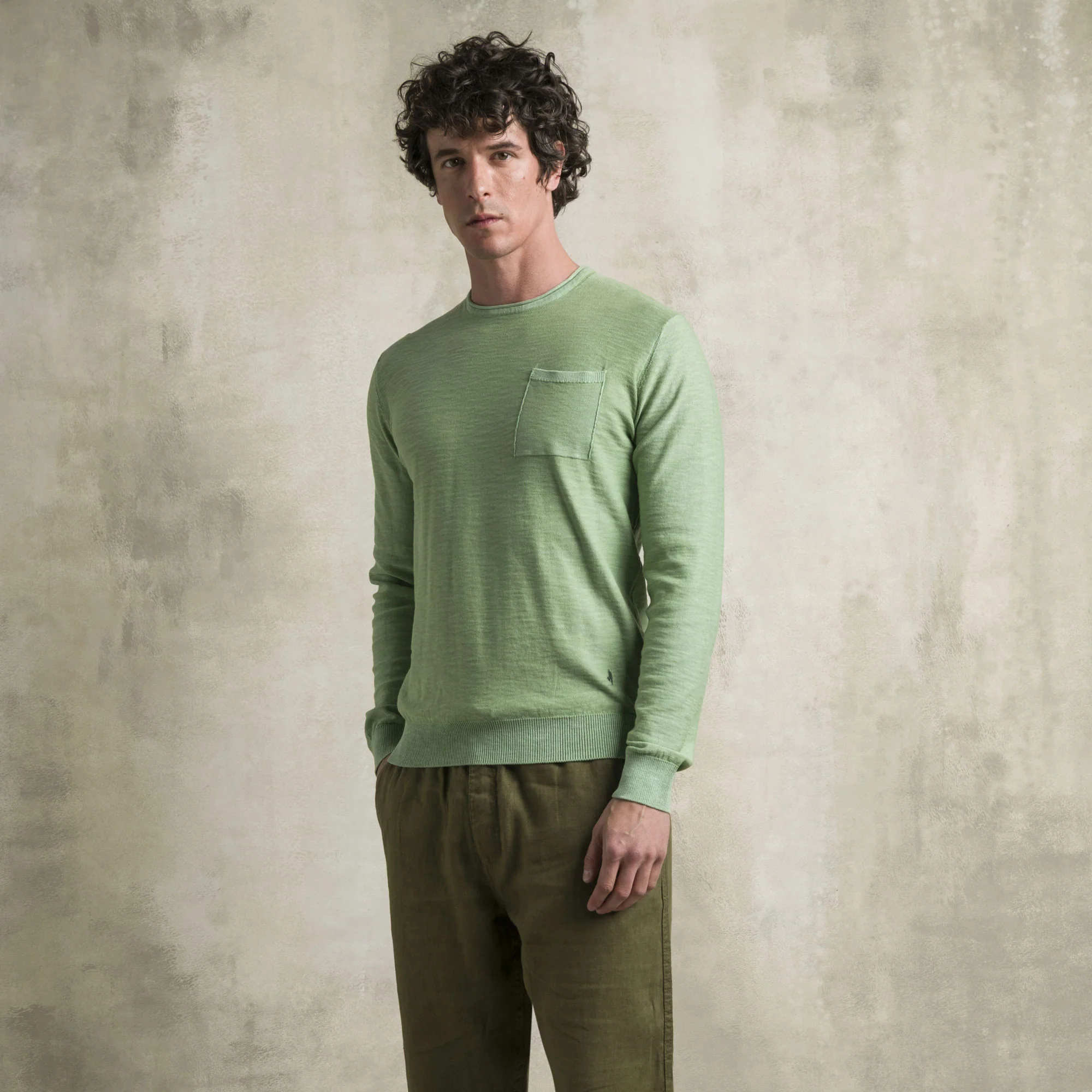 Maglia 100% cotone slub acid wash - Light Green - Image 5