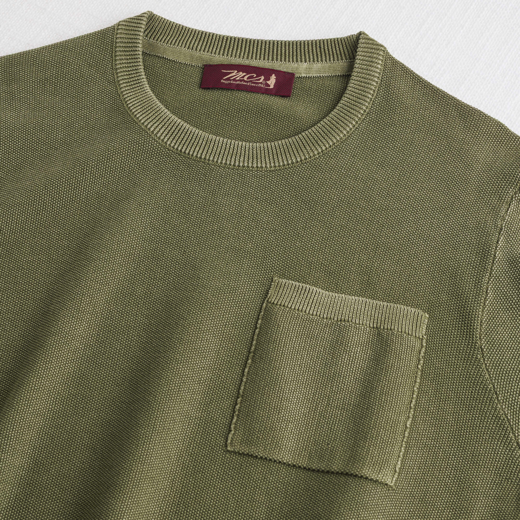 Maglia in piquet girocollo acid wash - Dark Olive - Image 3