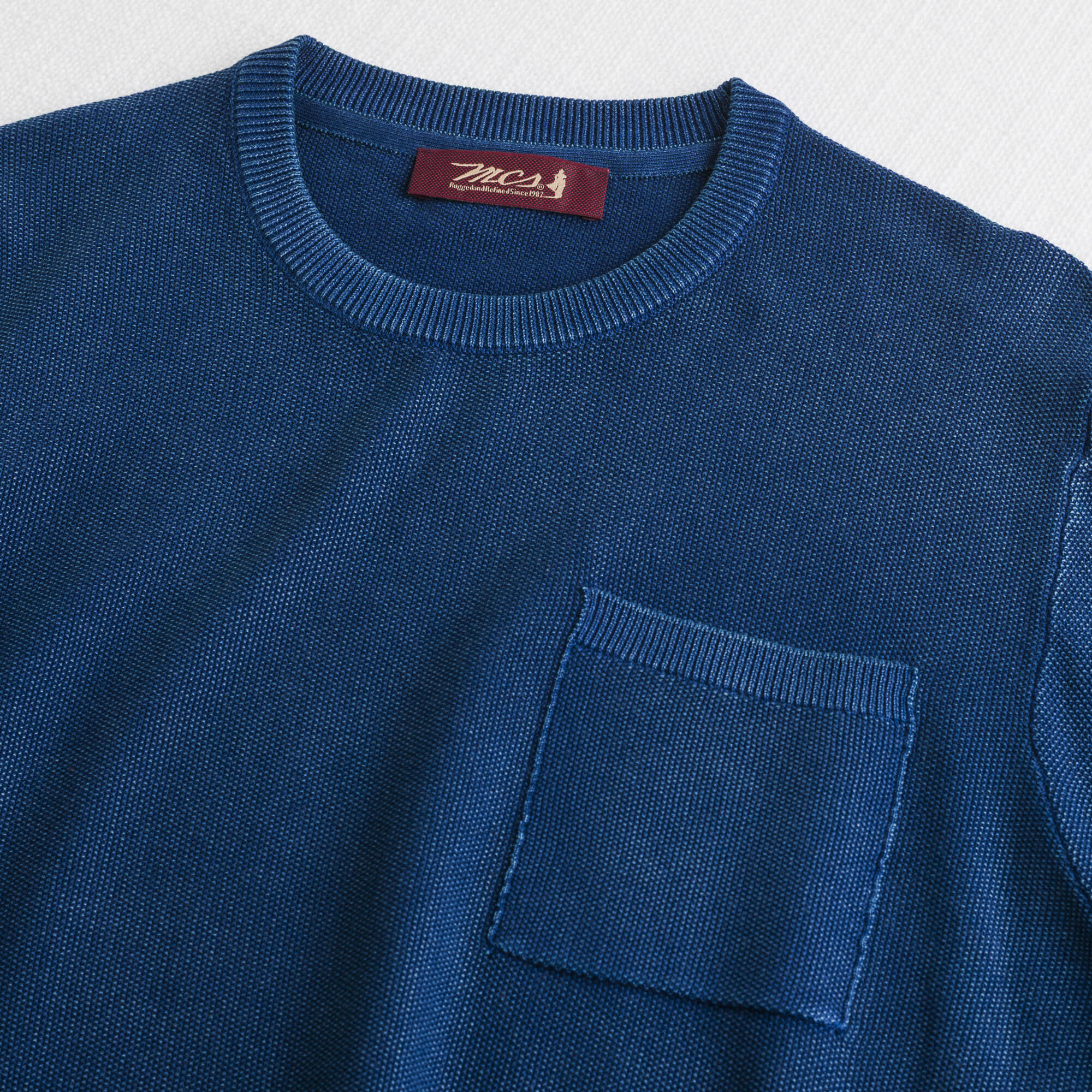 Maglia in piquet girocollo acid wash - Deep Blue - Image 3