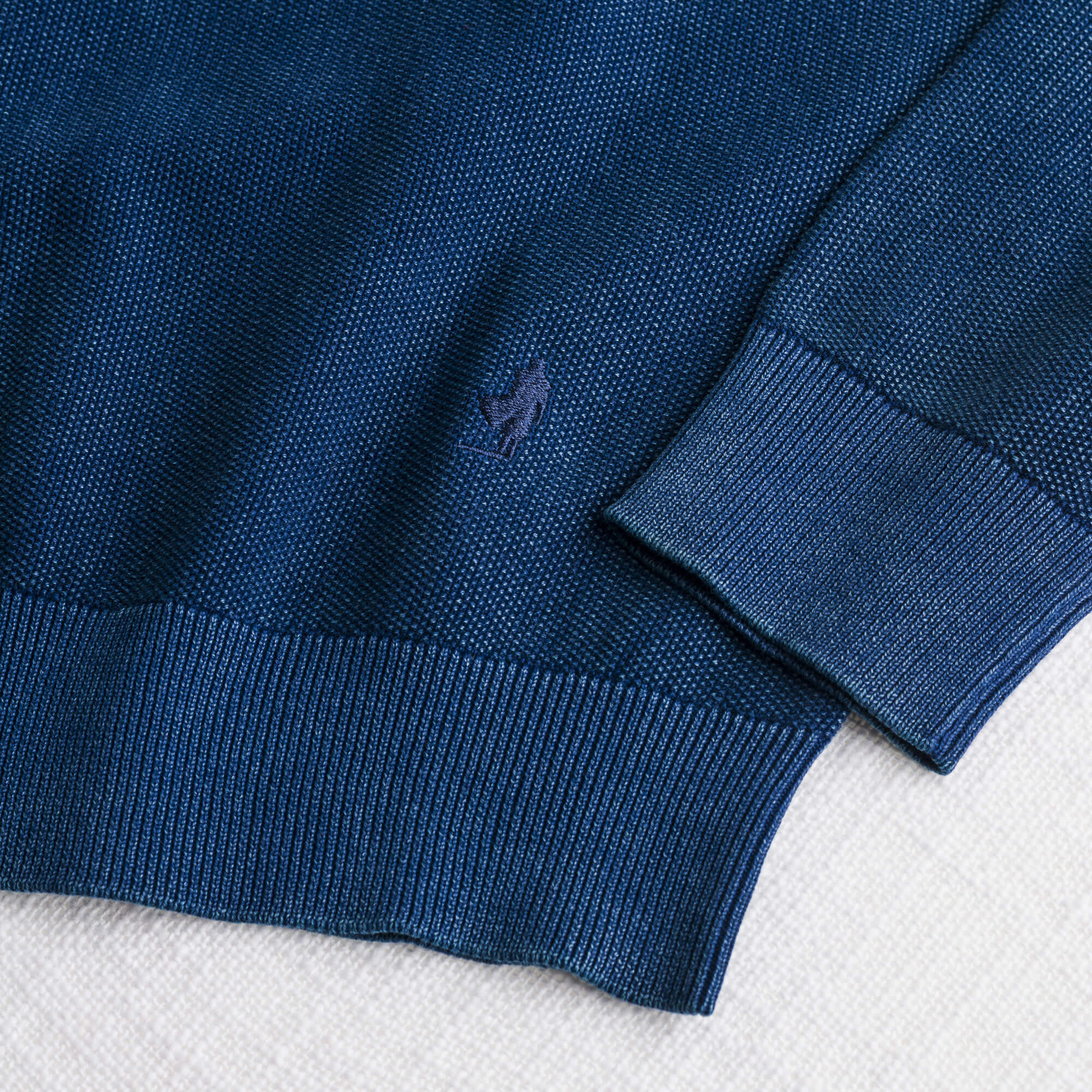 Maglia in piquet girocollo acid wash - Deep Blue - Image 4