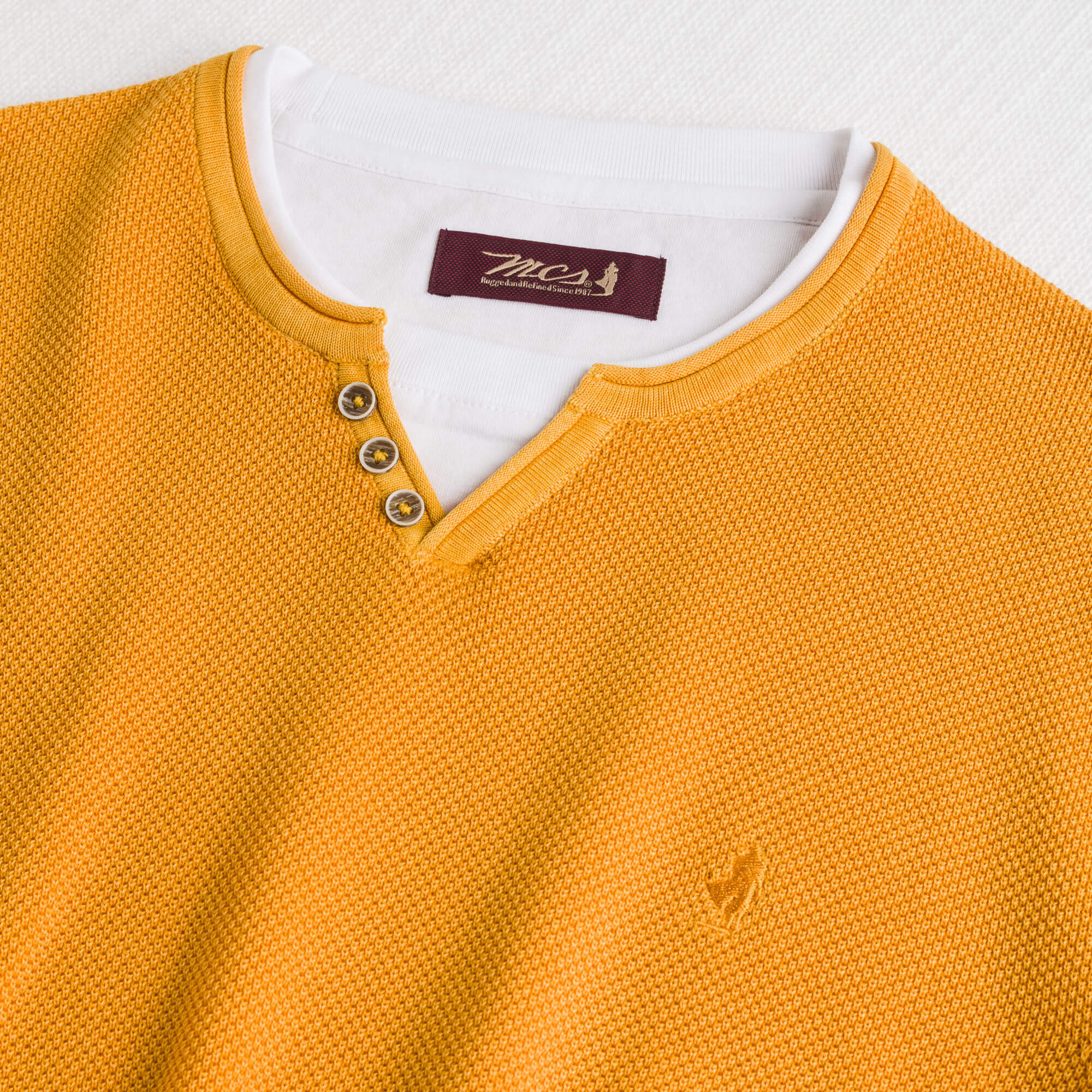 Maglia 100% cotone piquet serafino acid wash - Gold Yellow - Image 3