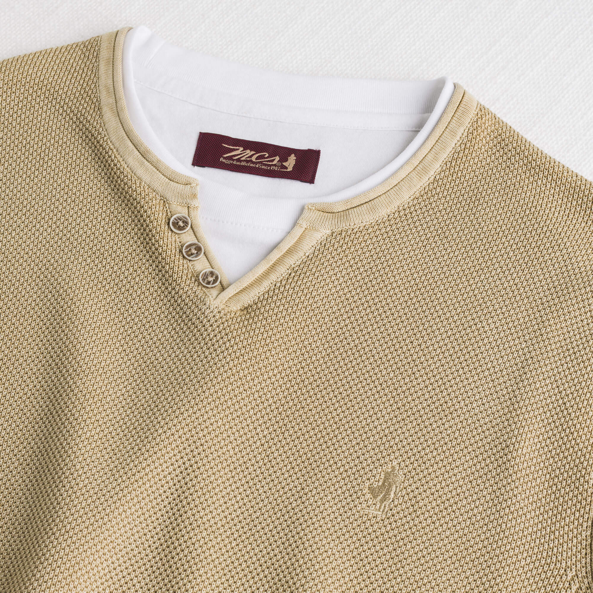 Maglia 100% cotone piquet serafino acid wash - Khaky - Image 3