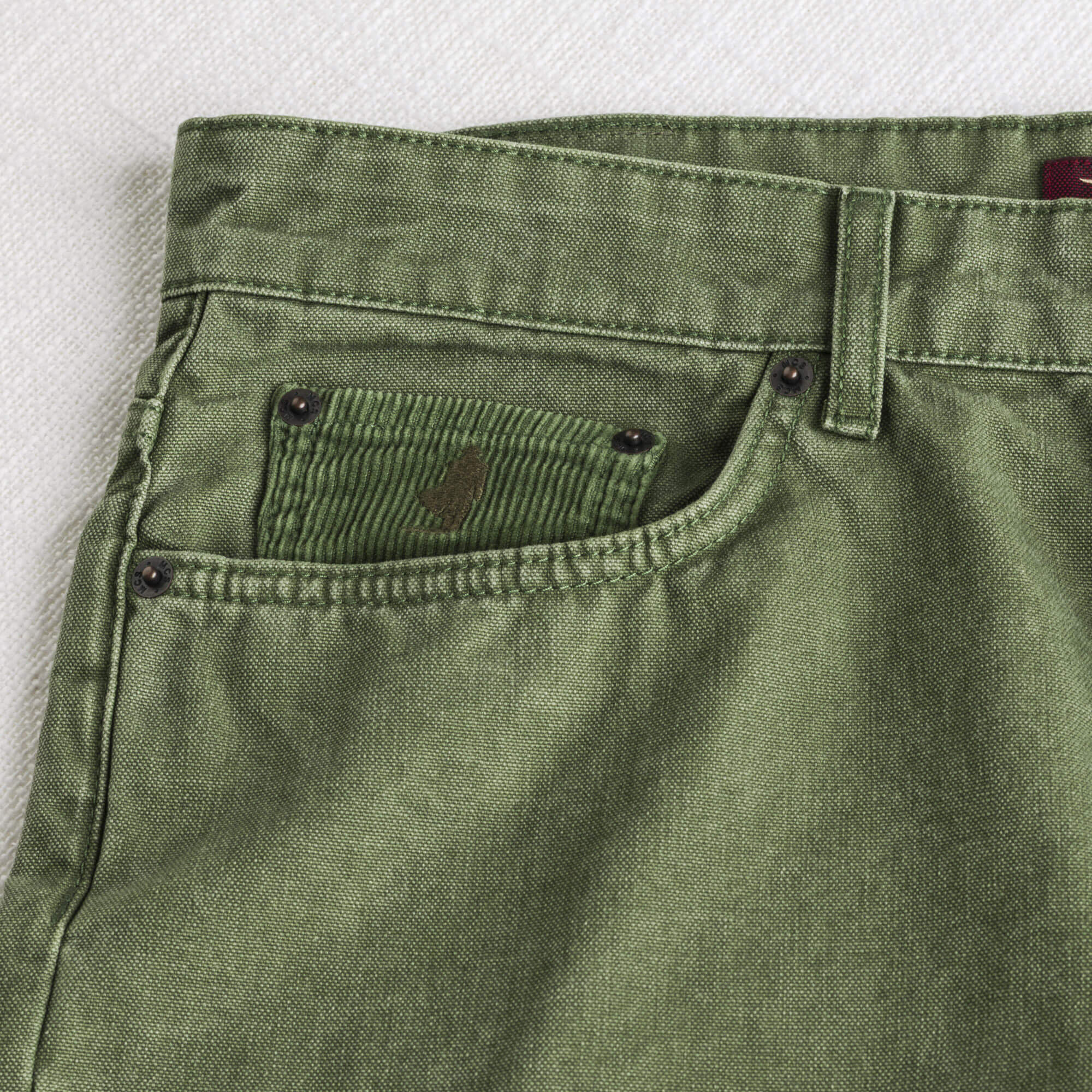 Pantalone 5 tasche in canvas delavè - Dark Olive - Image 3