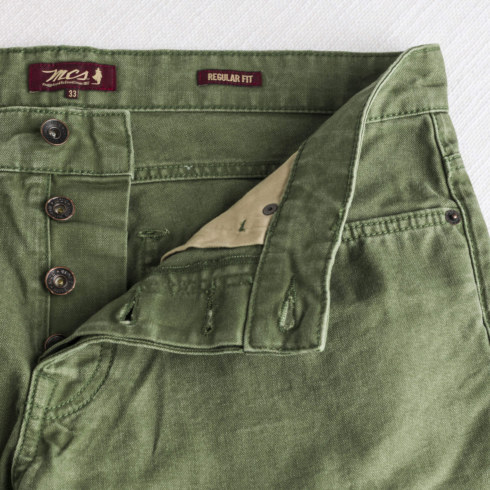 Pantalone 5 tasche in canvas delavè - Dark Olive - Image 4