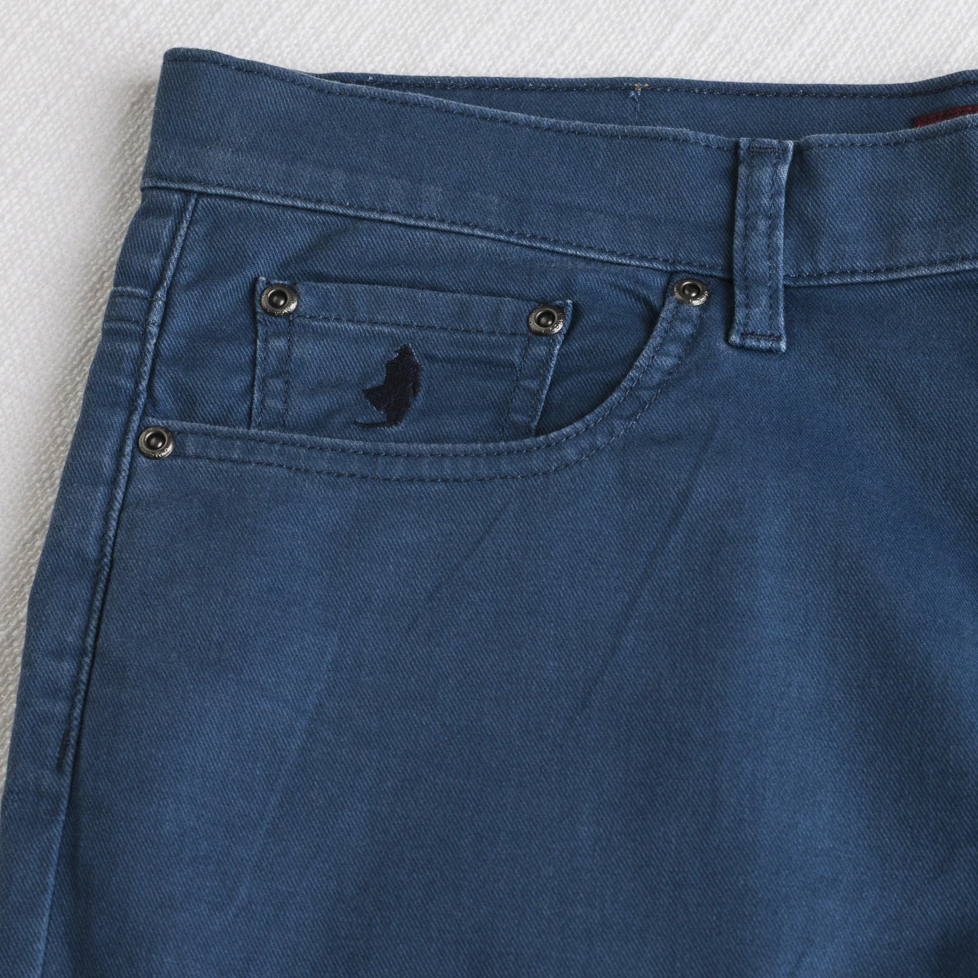 Pantalone 5 tasche casual in cotone stretch tinto a pigmento - Navy Blue - Image 3