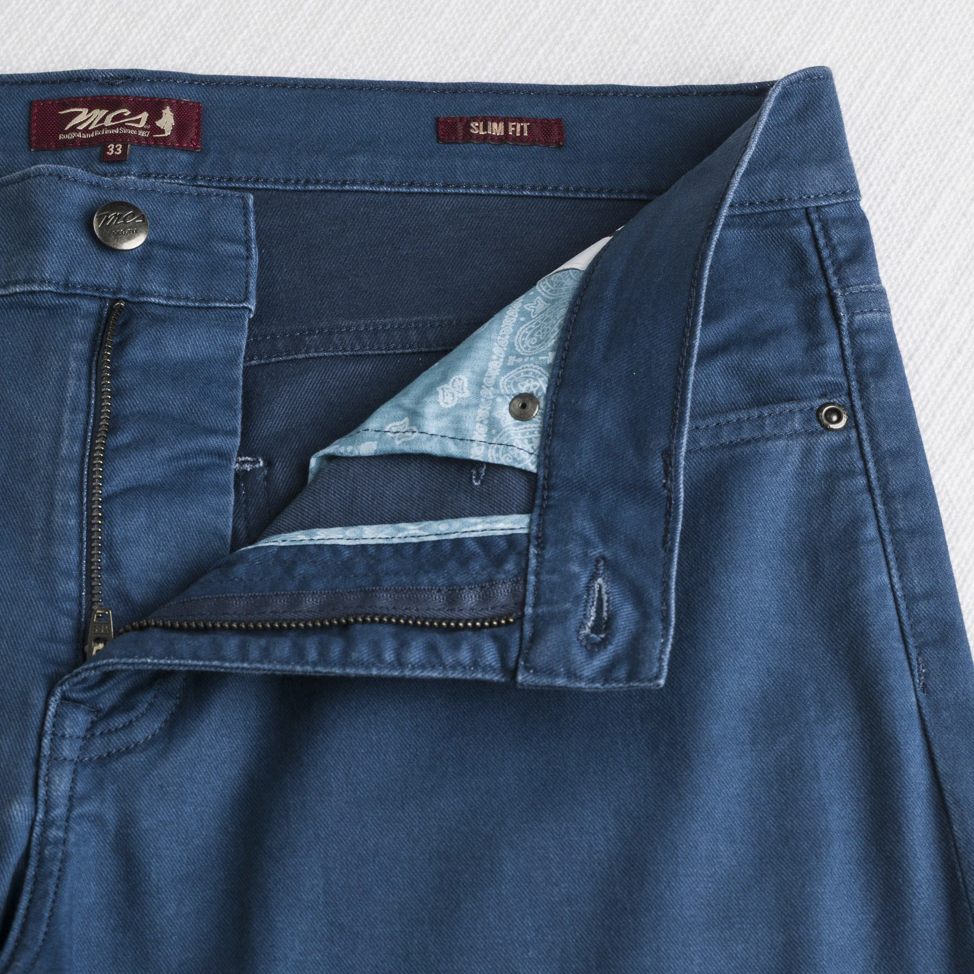 Pantalone 5 tasche casual in cotone stretch tinto a pigmento - Navy Blue - Image 4