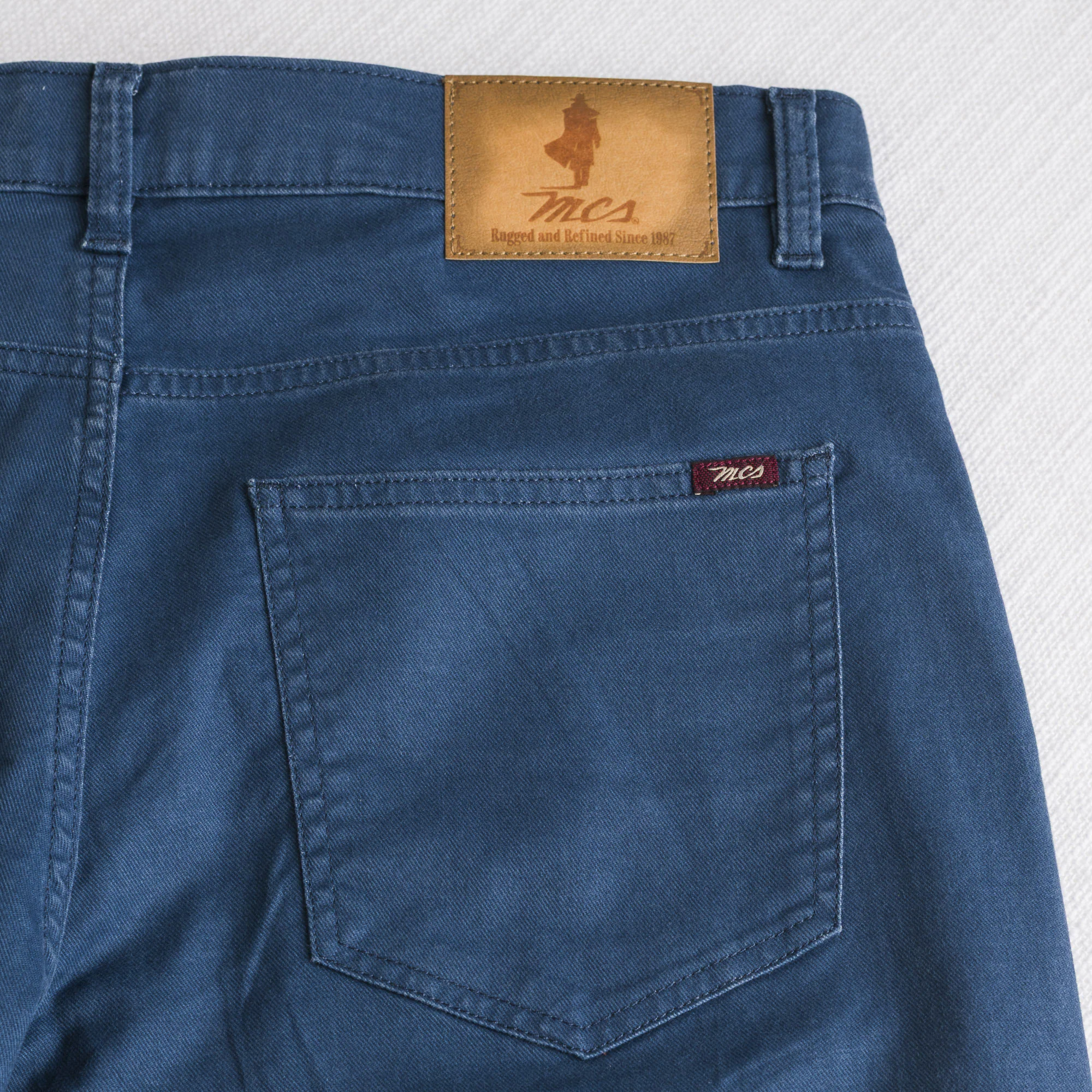 Pantalone 5 tasche casual in cotone stretch tinto a pigmento - Navy Blue - Image 5