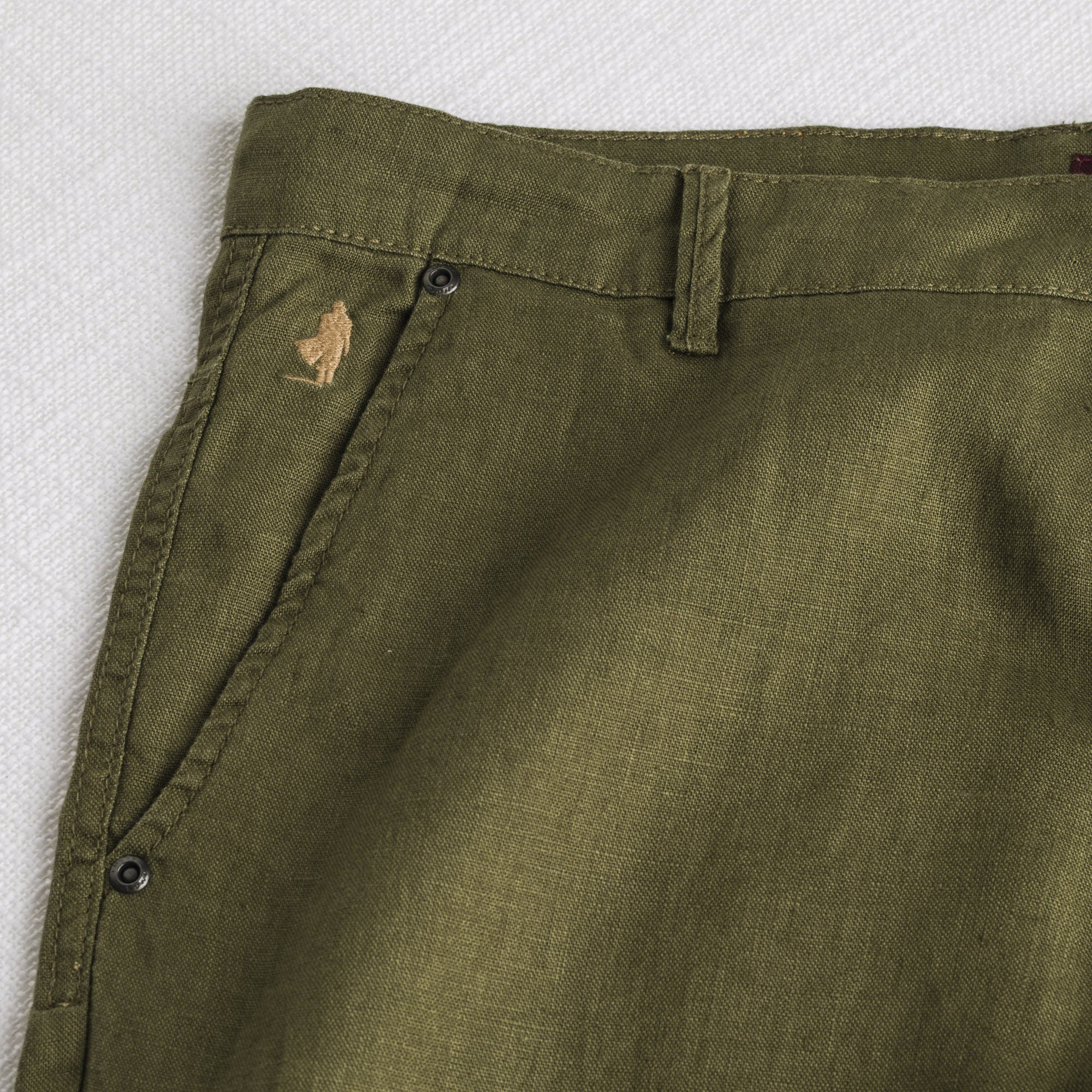 Pantalone 5 tasche in lino - Dark Olive - Image 3